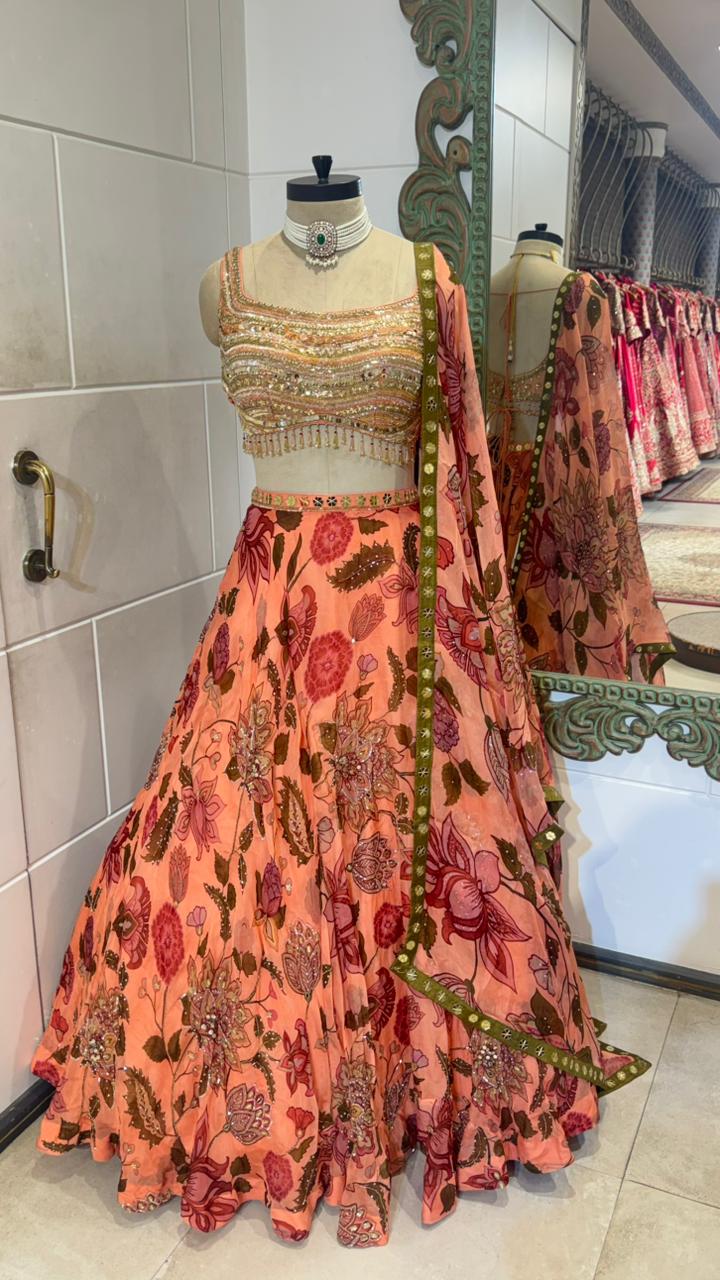 Peach and green floral