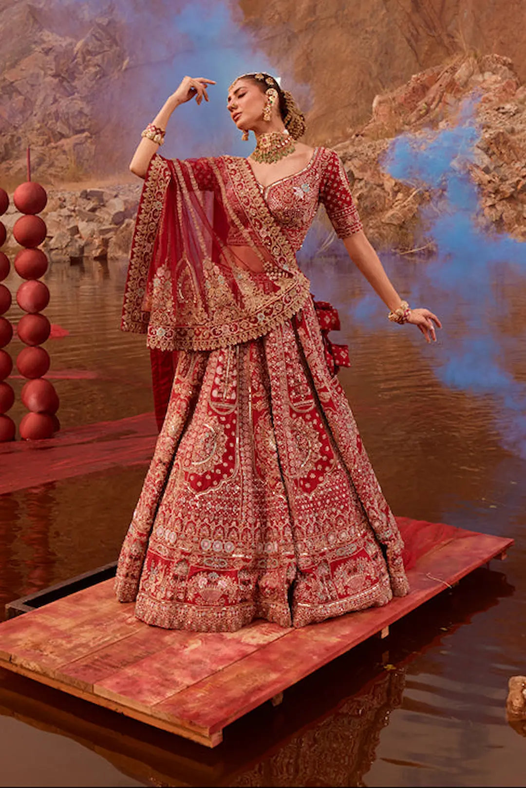 Red Bridal Lehenga MIRRORWORK