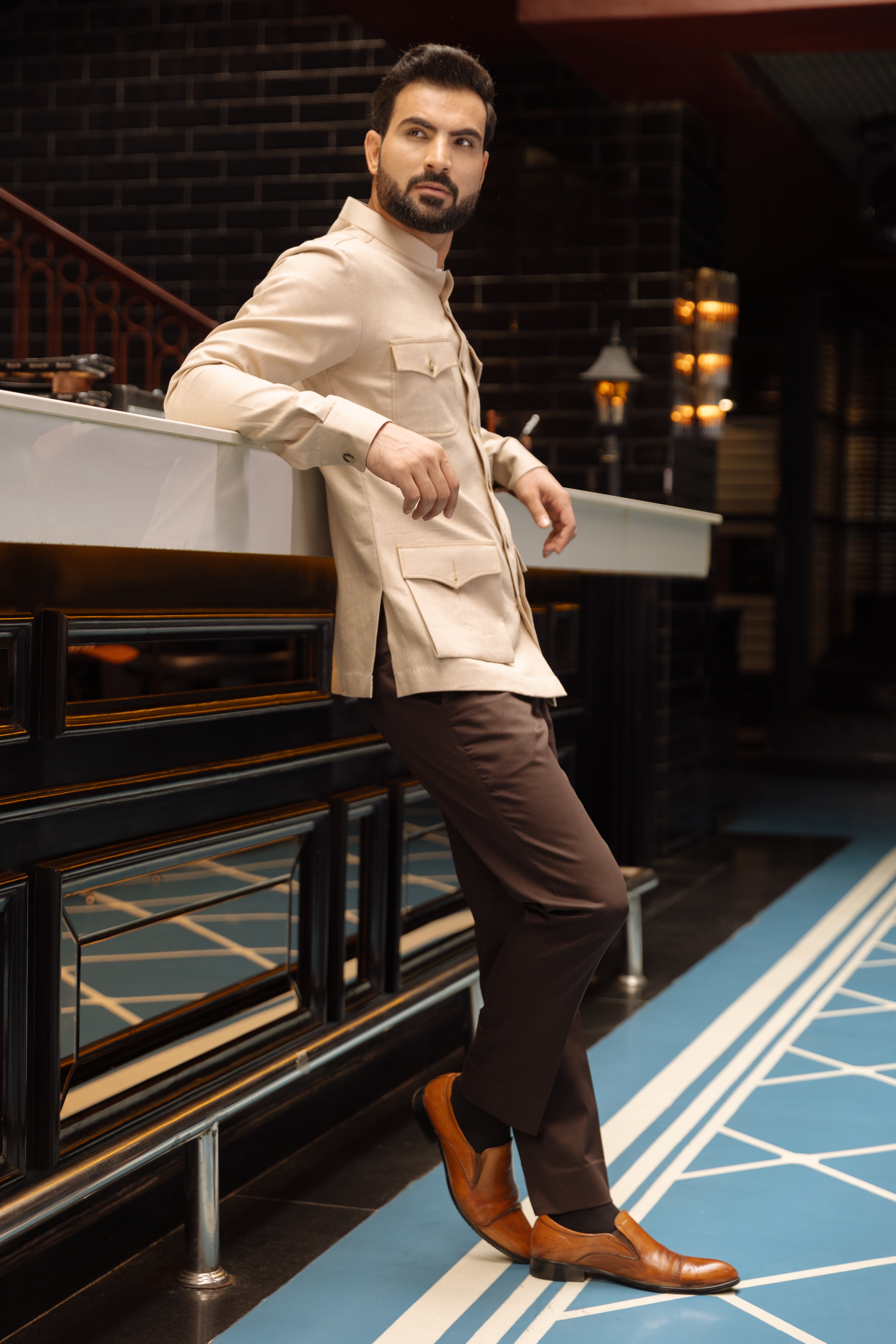 Super Seller Safari Shirt with Chinese Collar