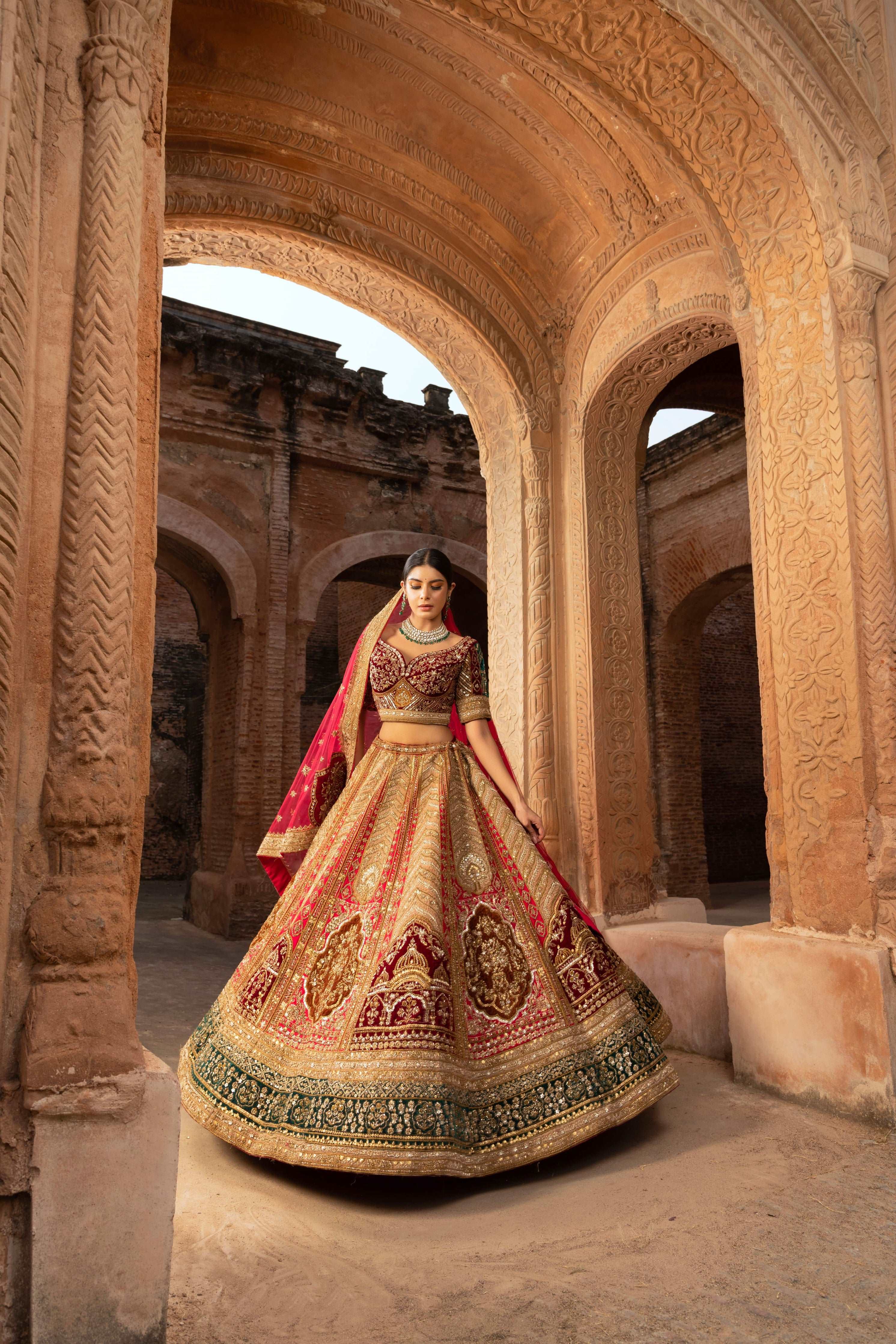 Artistry in Silk Bridal Lehenga with Zardozi Handwork