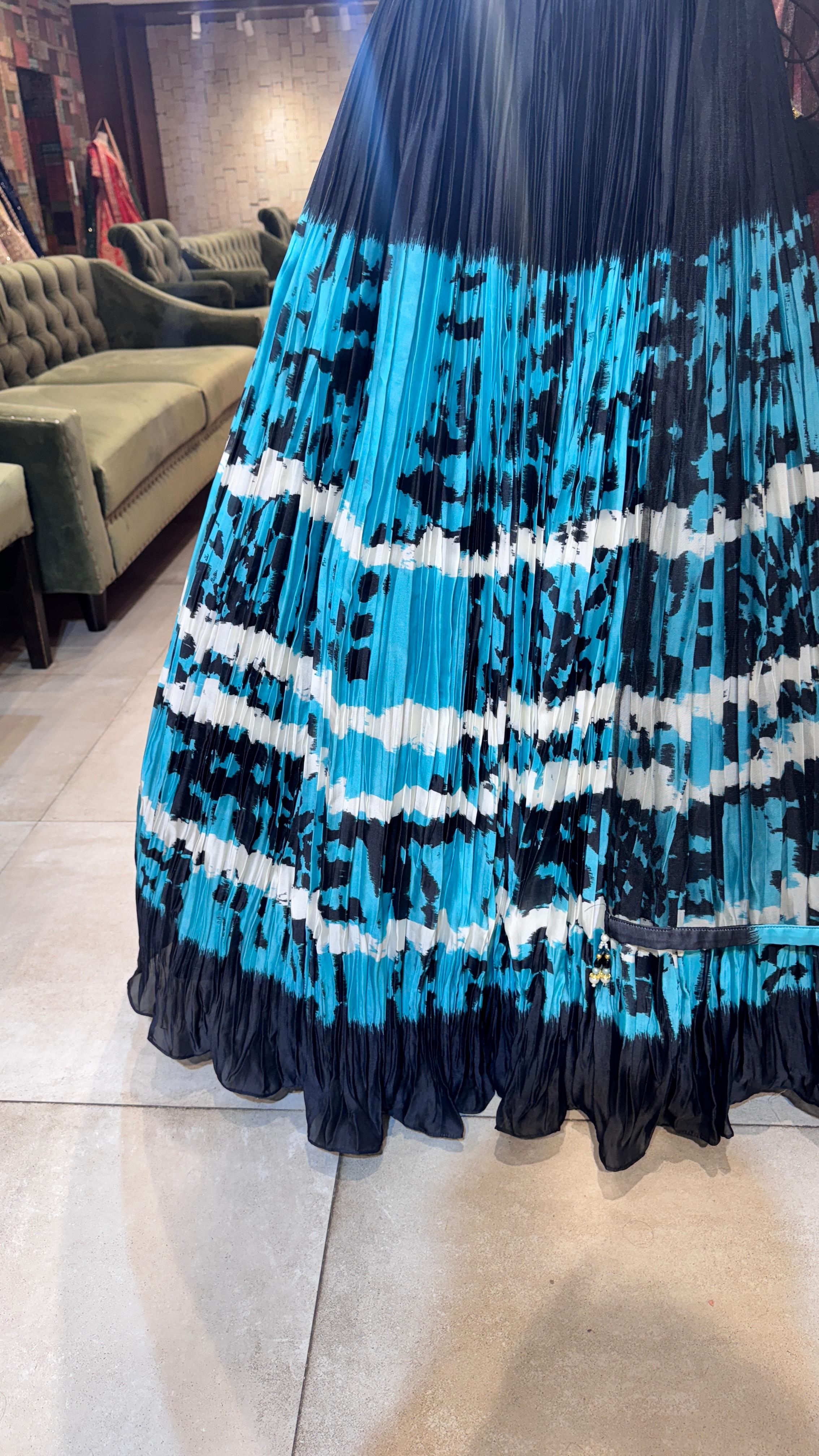 Midnight Teal Embroidered Lehenga