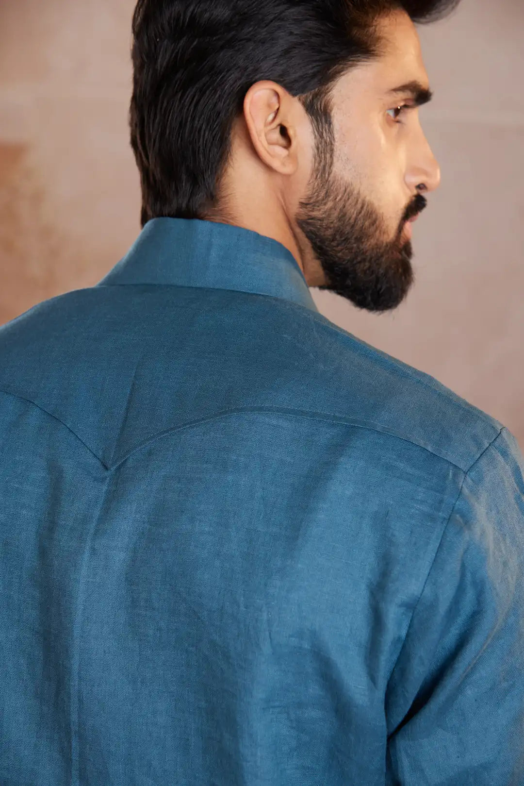 Classic Teal Linen Safari Shirt