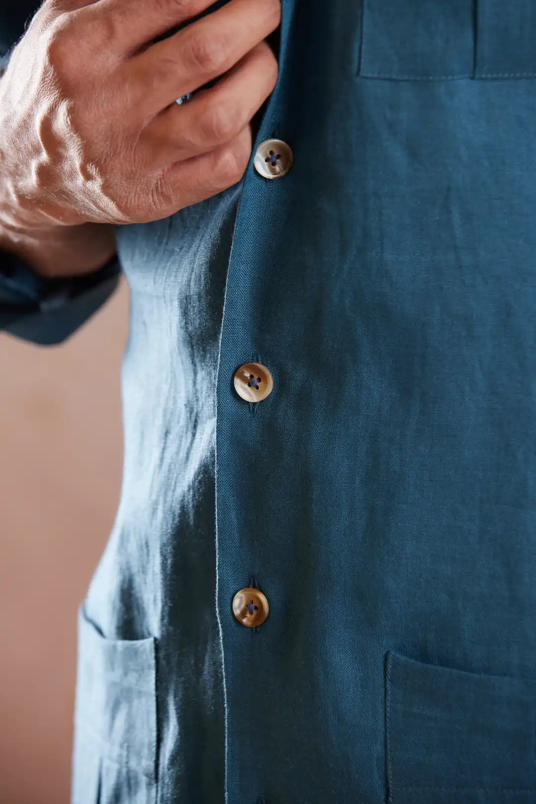 Classic Teal Linen Safari Shirt