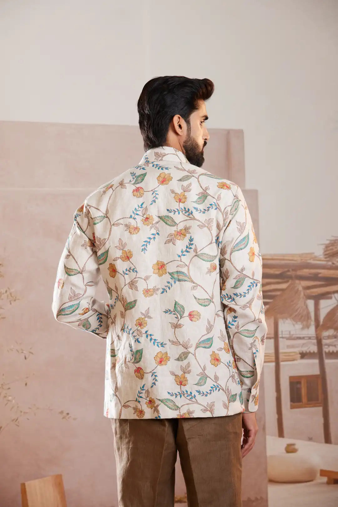 Floral printed summer Linen Jacket