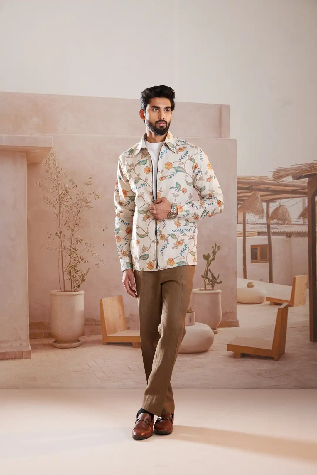 Floral printed summer Linen Jacket