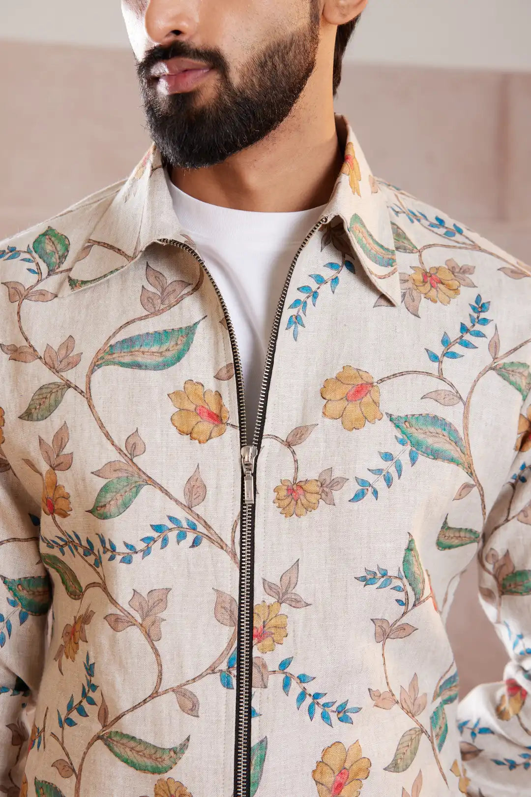 Floral printed summer Linen Jacket