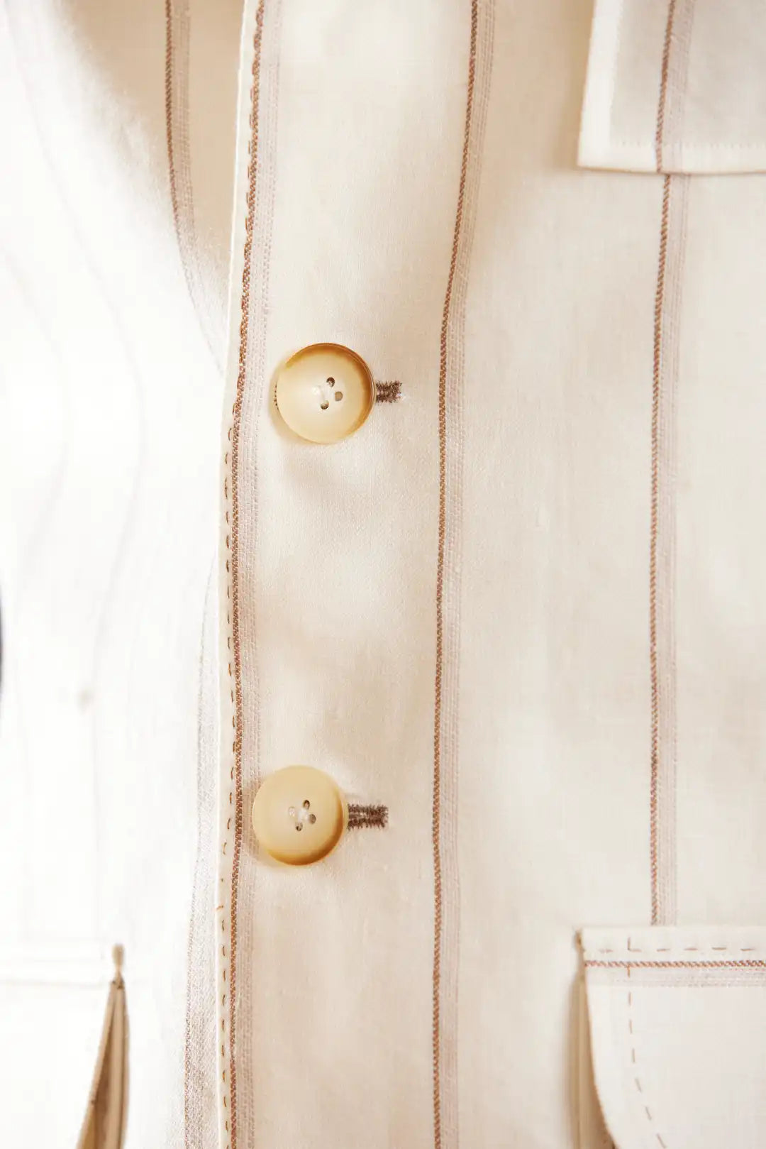 Ivory pinstriped Linen Sadri