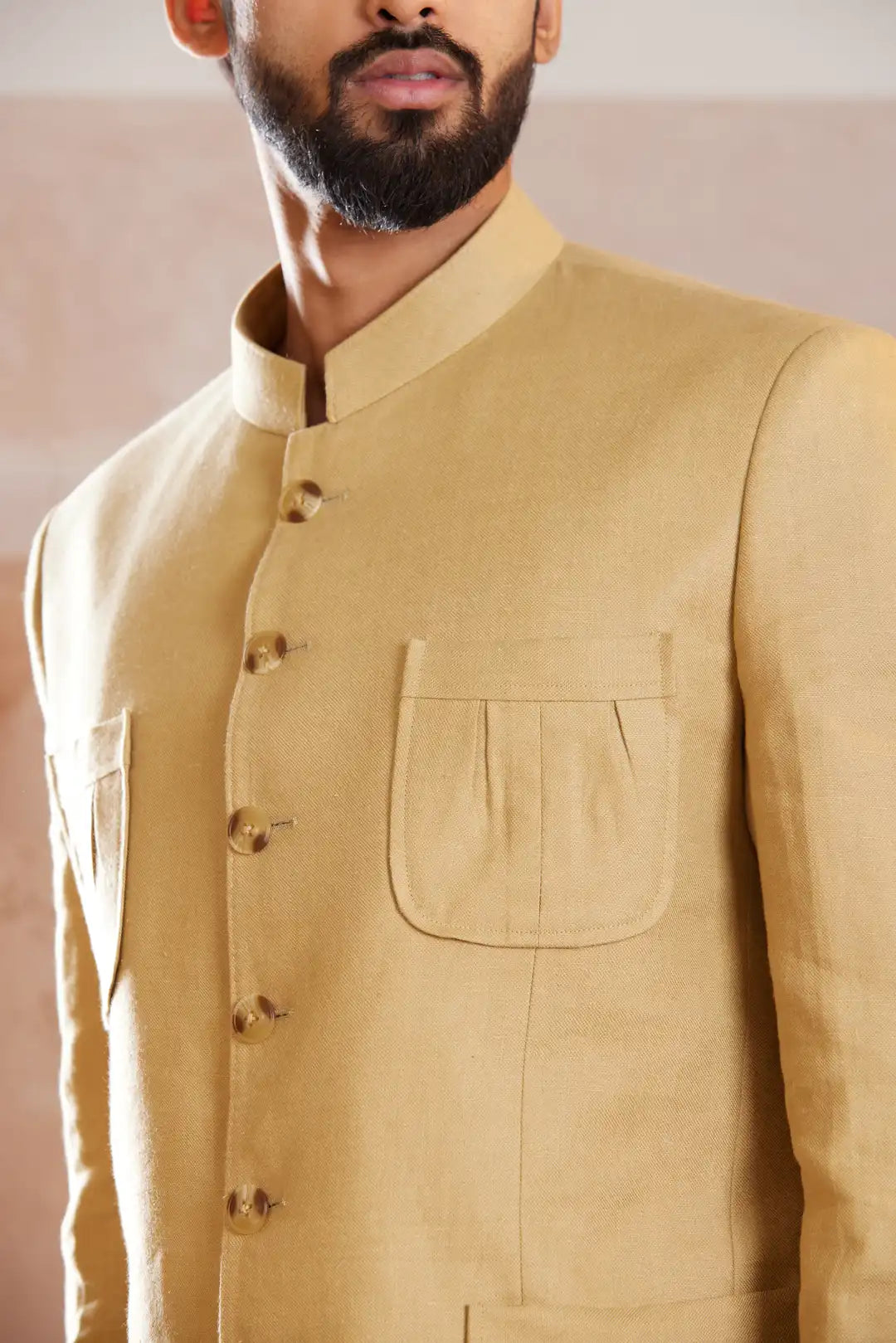 Safari inspired Beige Linen Bandgala