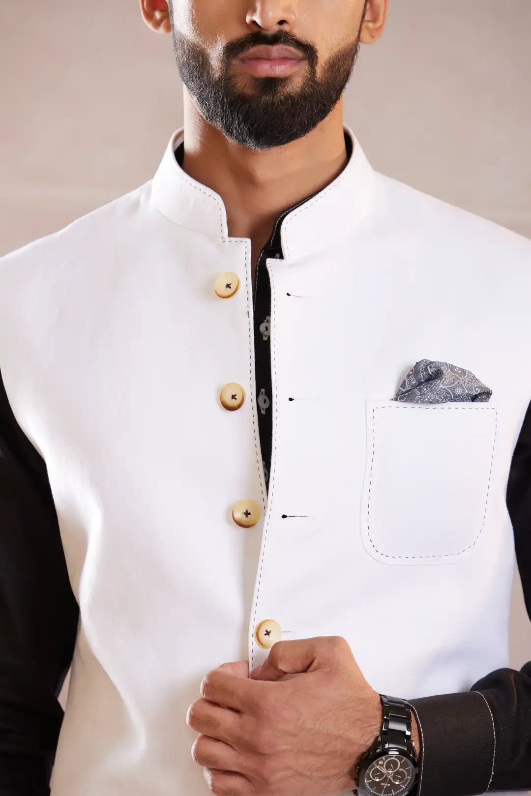 Tailored Summer Stark White Linen Sadri