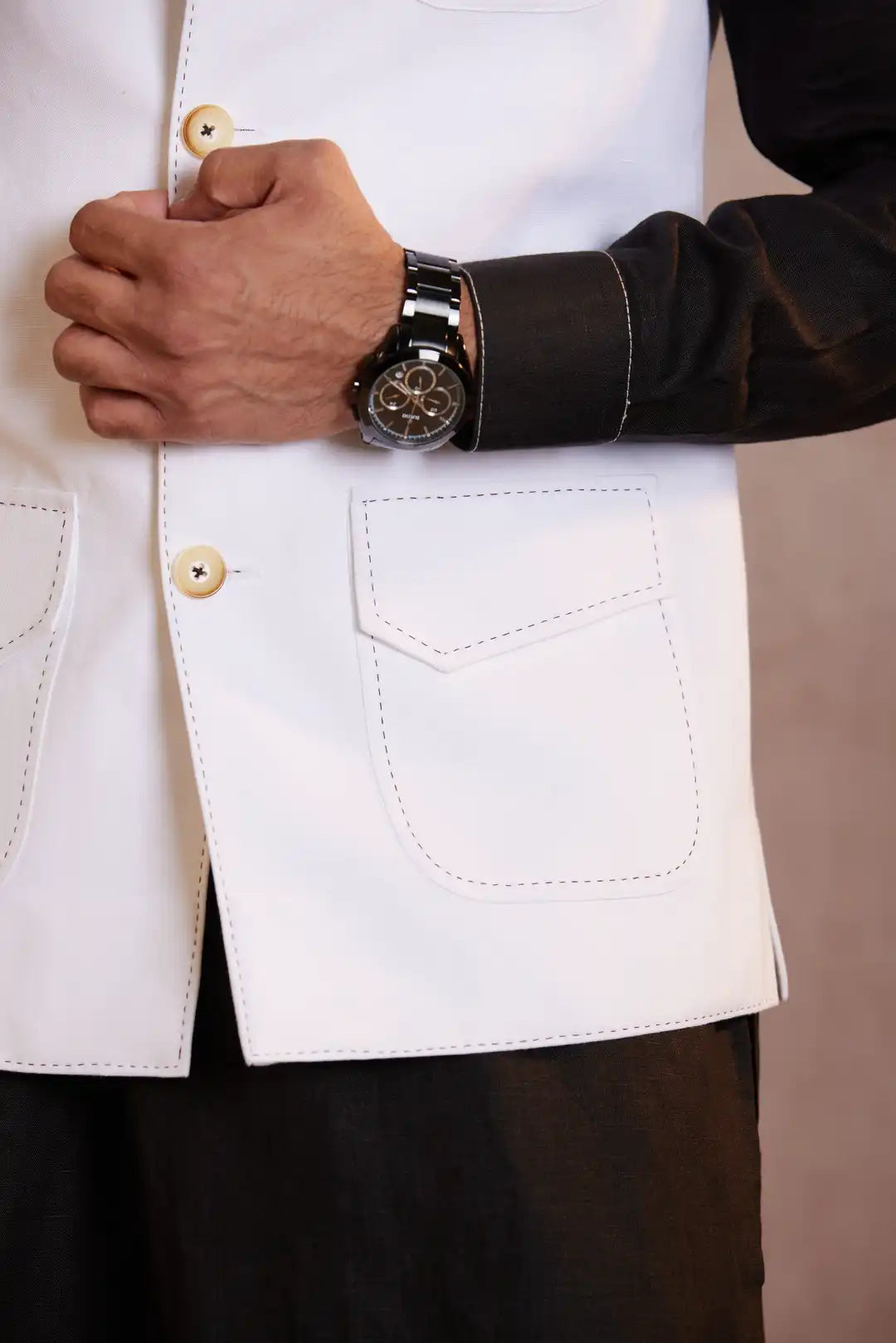 Tailored Summer Stark White Linen Sadri