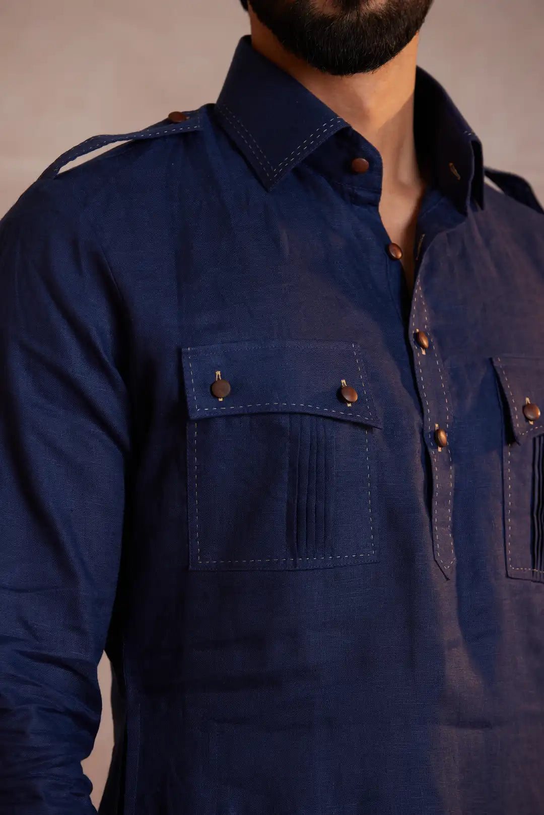 The Royal Navy Pathani Linen Kurta