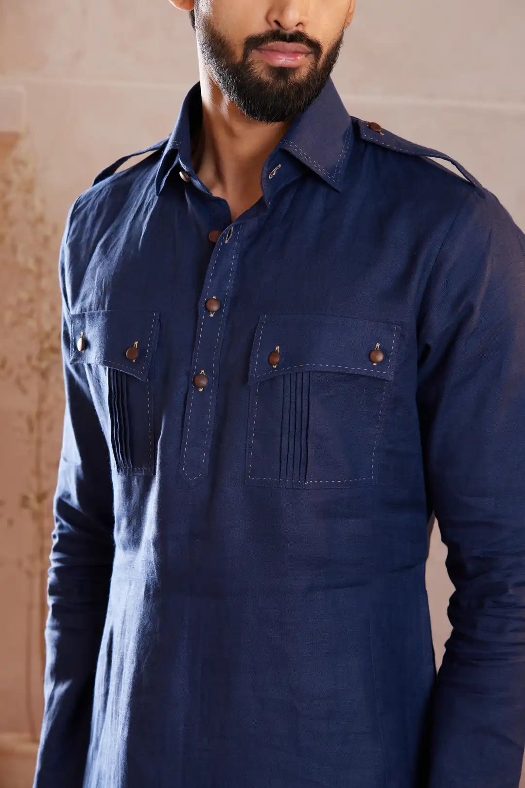 The Royal Navy Pathani Linen Kurta
