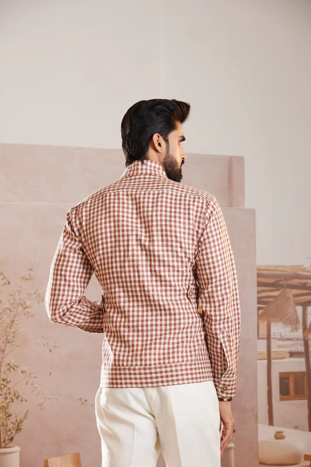 Checkered Summer Linen Jacket
