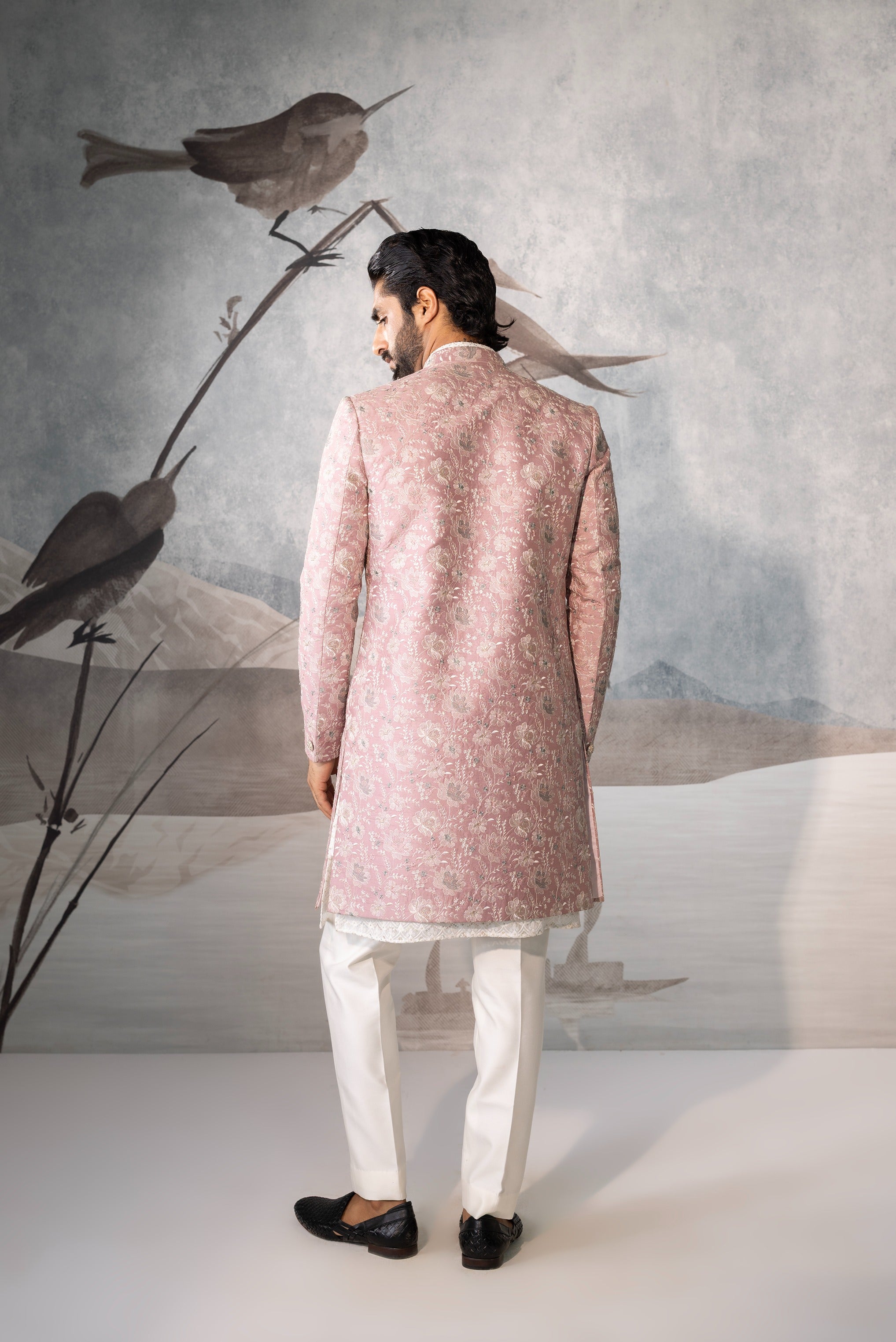 Men’s Onion Floral Embroidered Indo Western