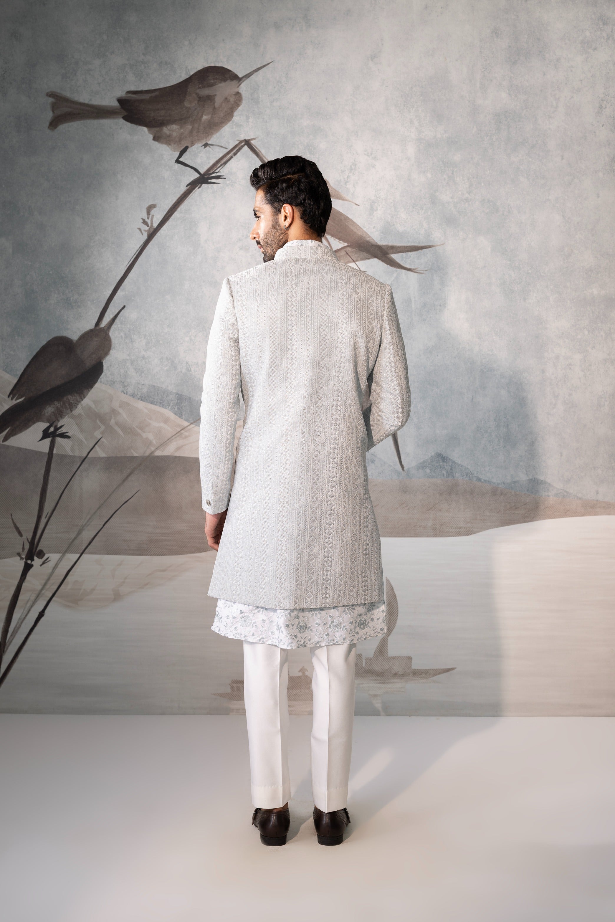 Men’s Mint blue Indo Western Sherwani for Groom