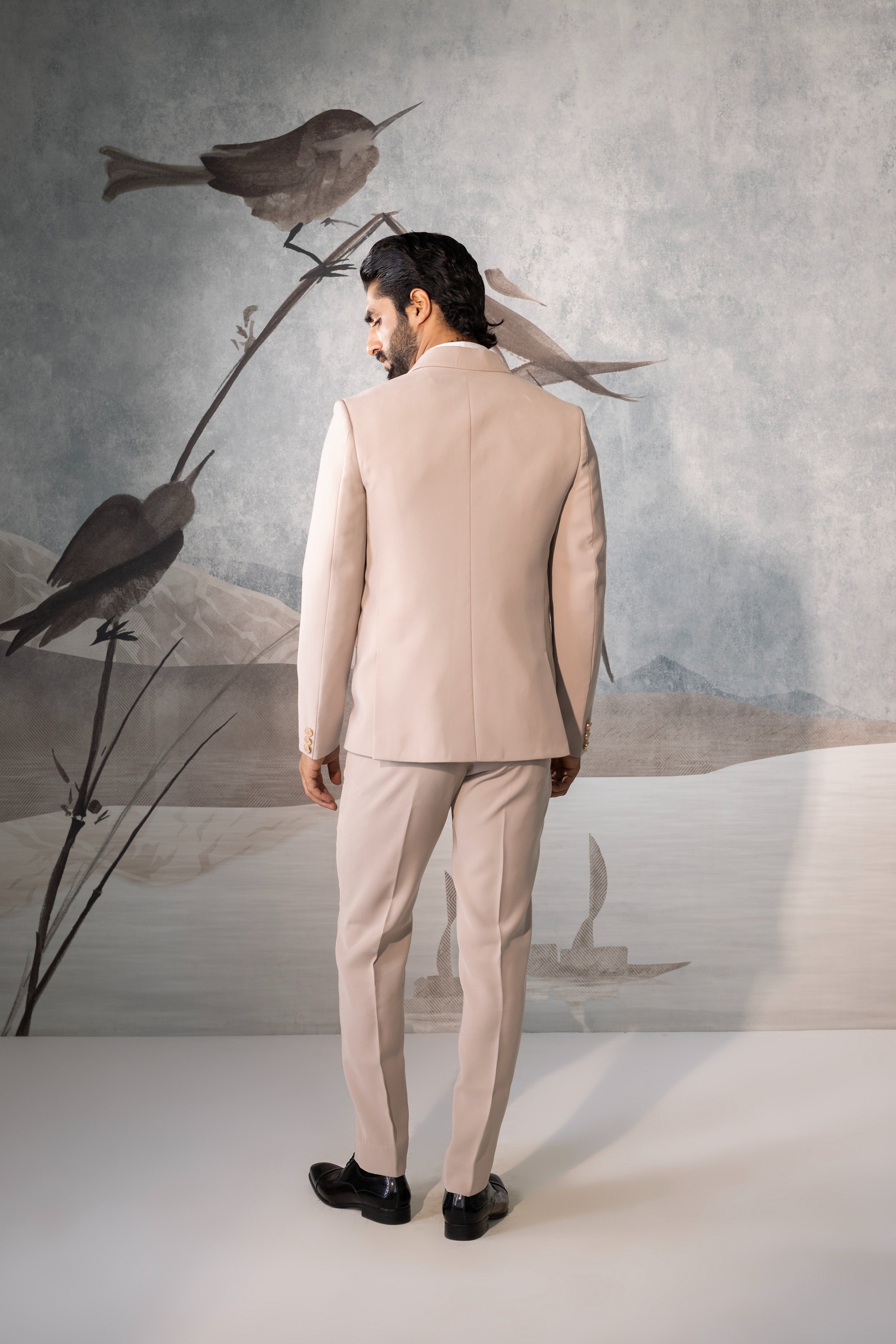 Men's Beige Wedding Tuxedo Suit with Blazer