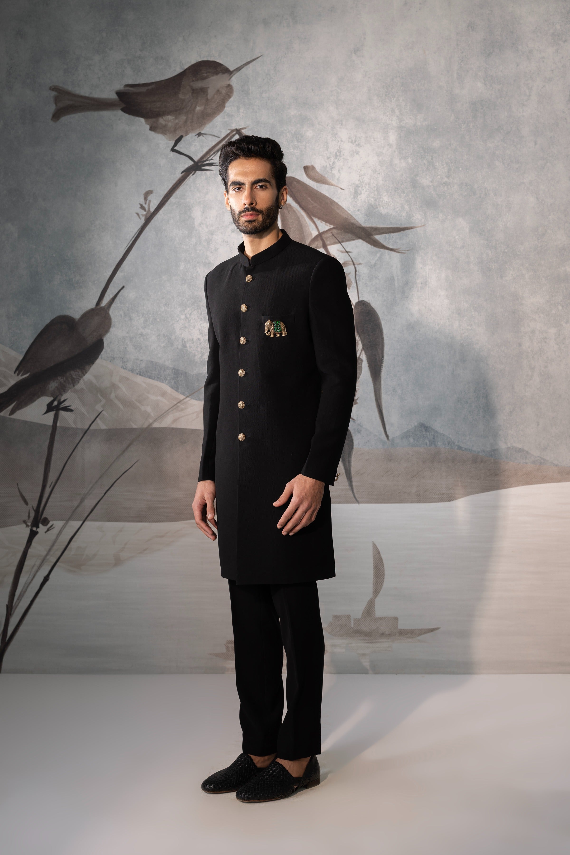 Men's Black Indo-western