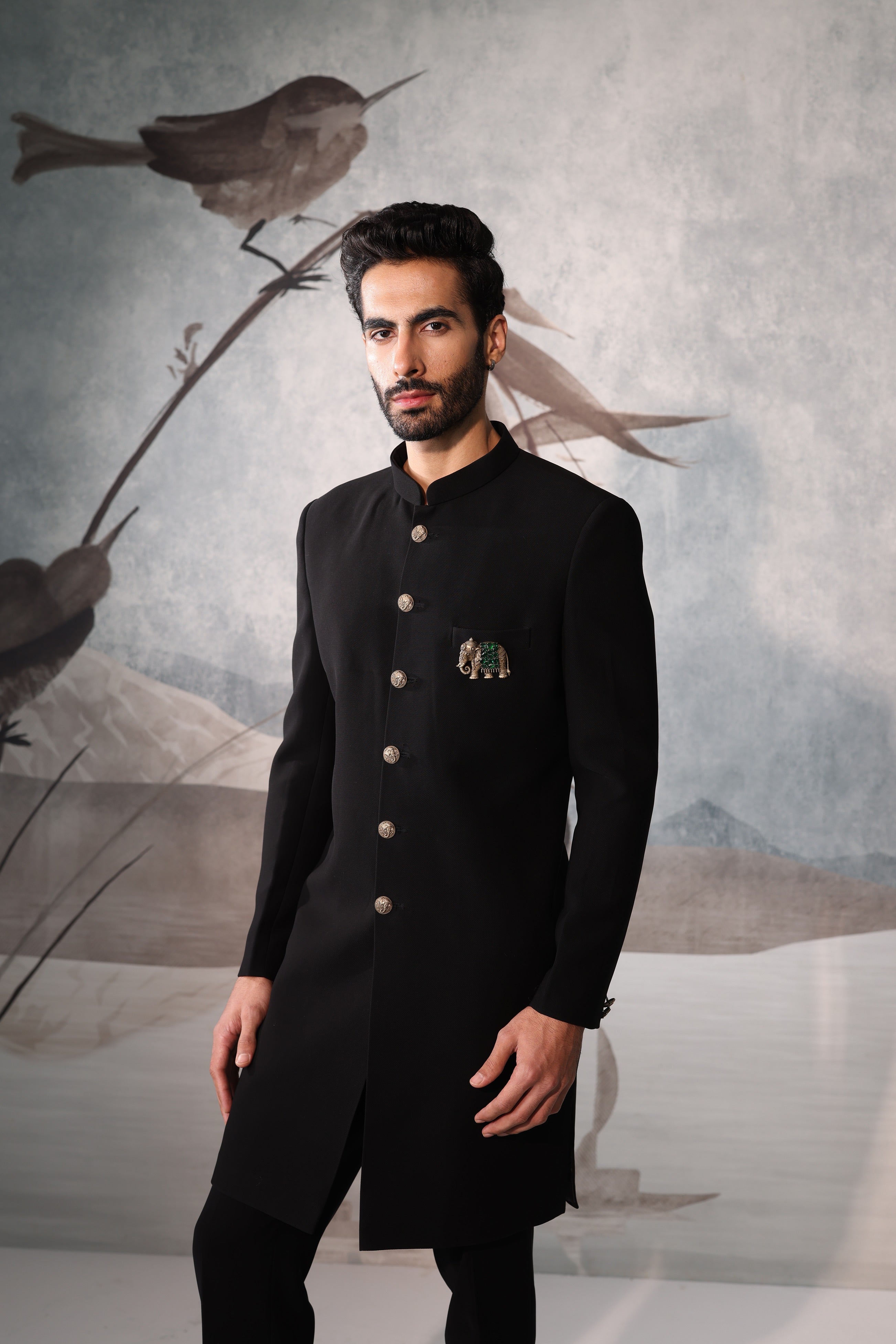 Men's Black Indo-western