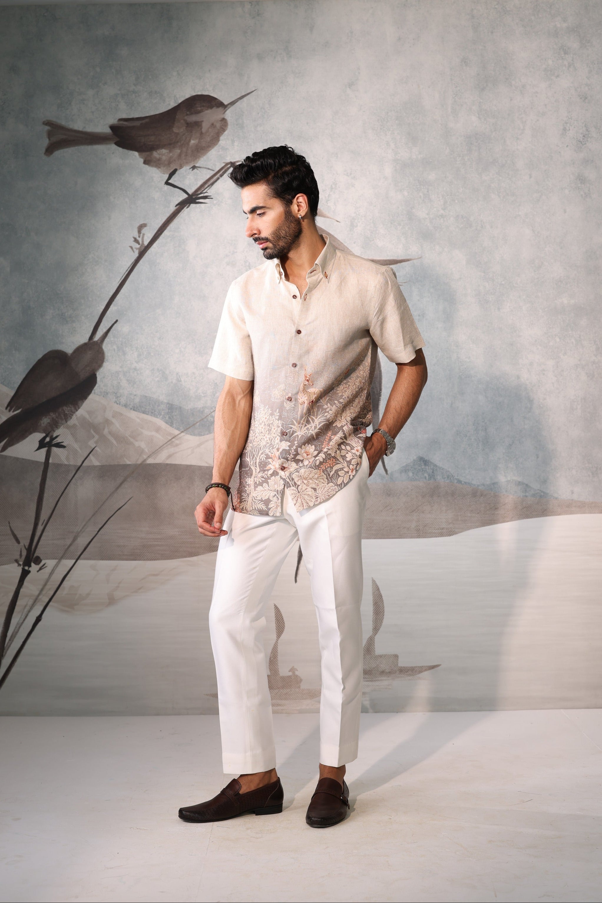 White shirt with floral design