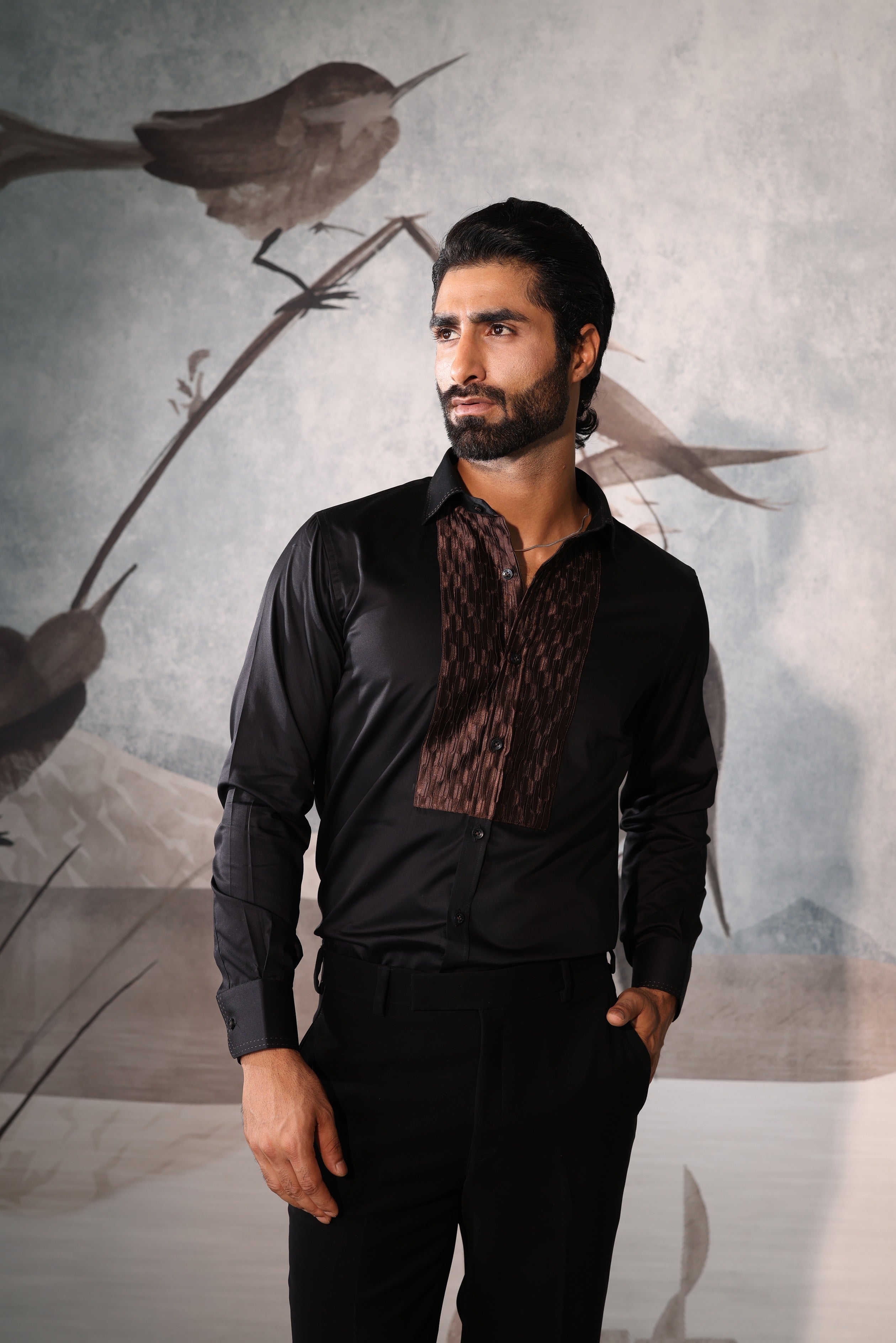 black & copper shirt