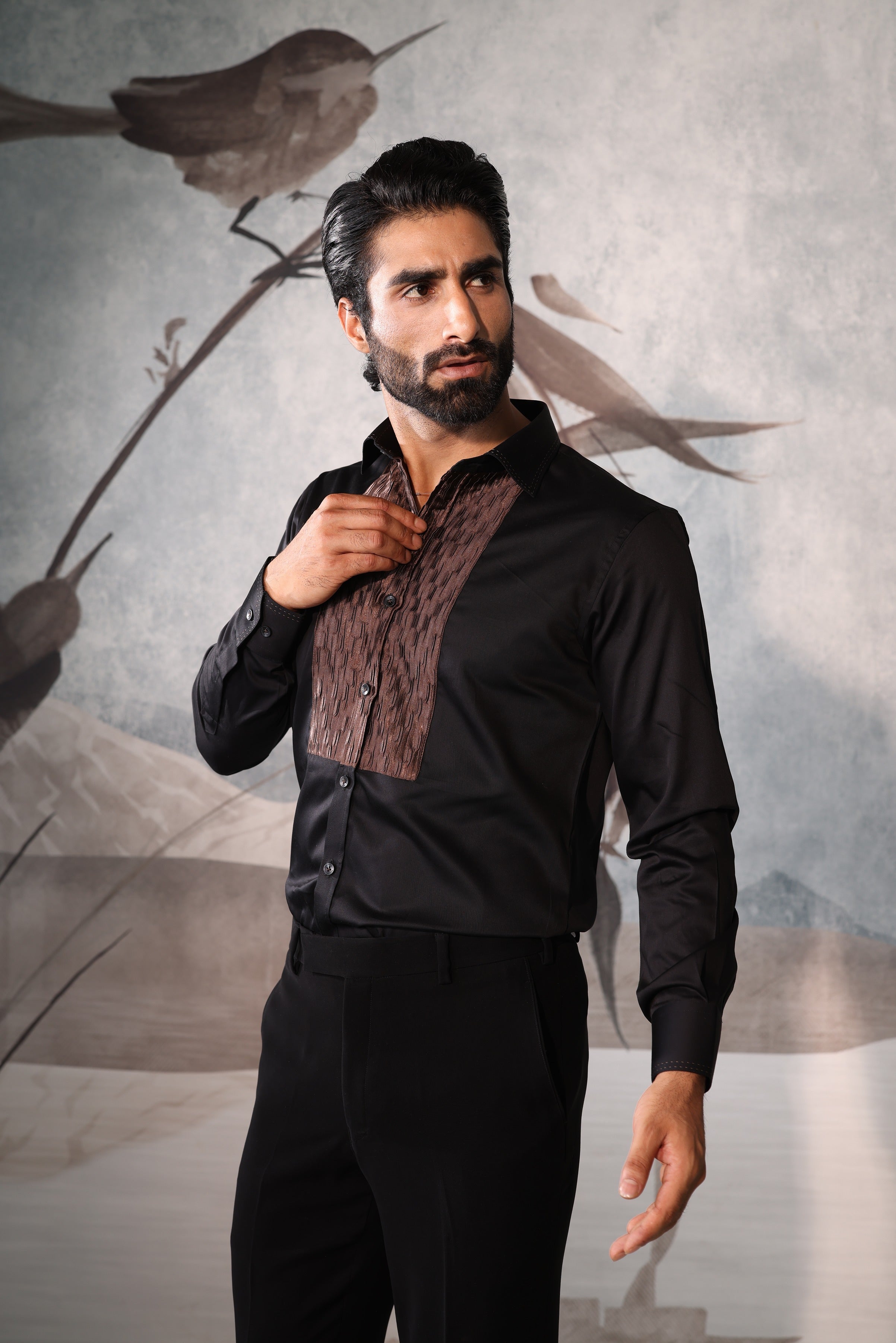 black & copper shirt