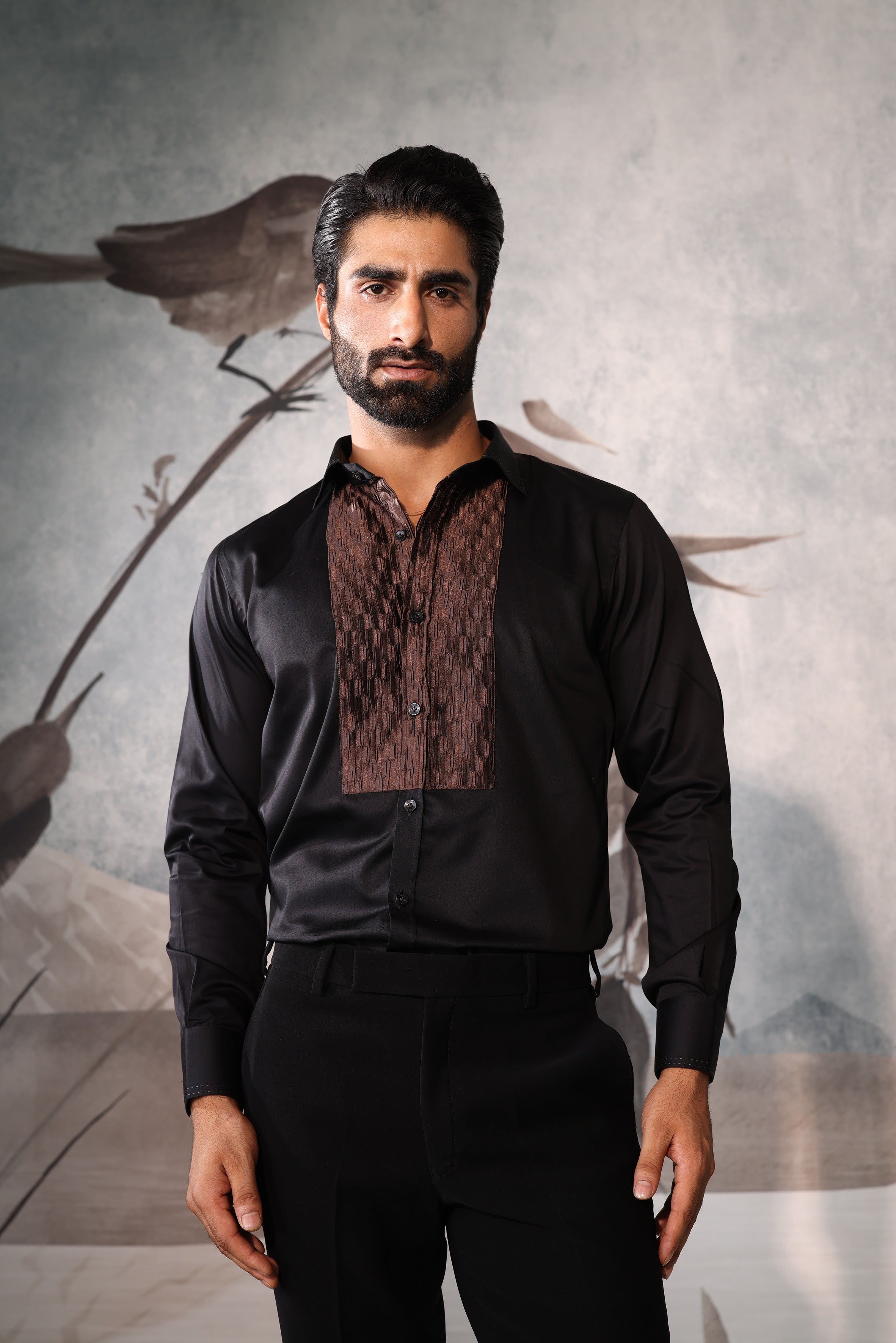 black & copper shirt