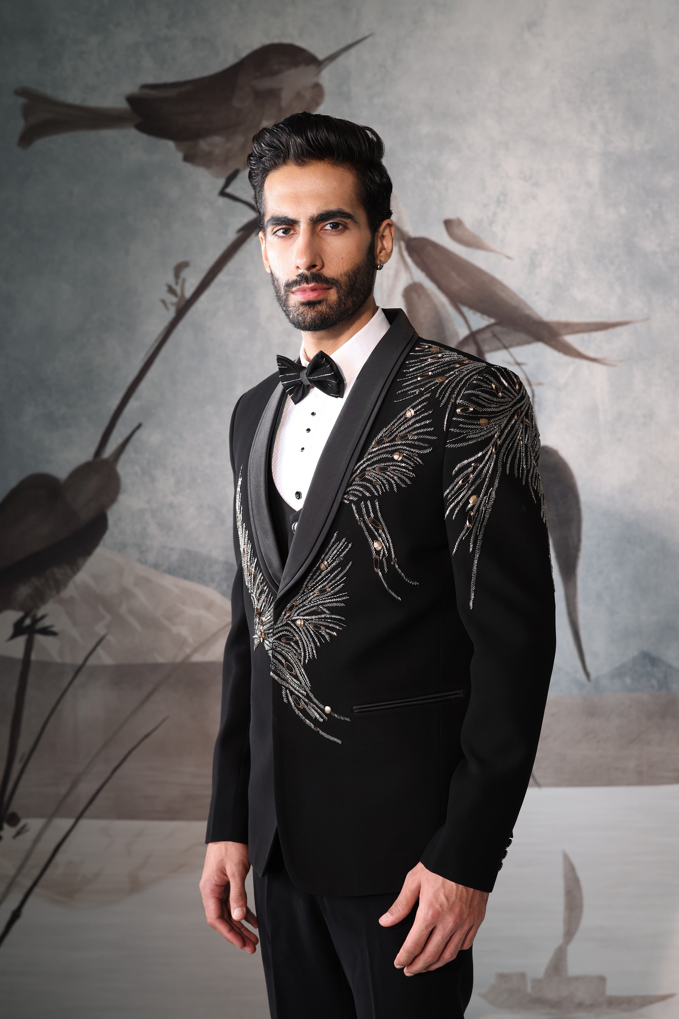 Black Embroidered Tuxedo