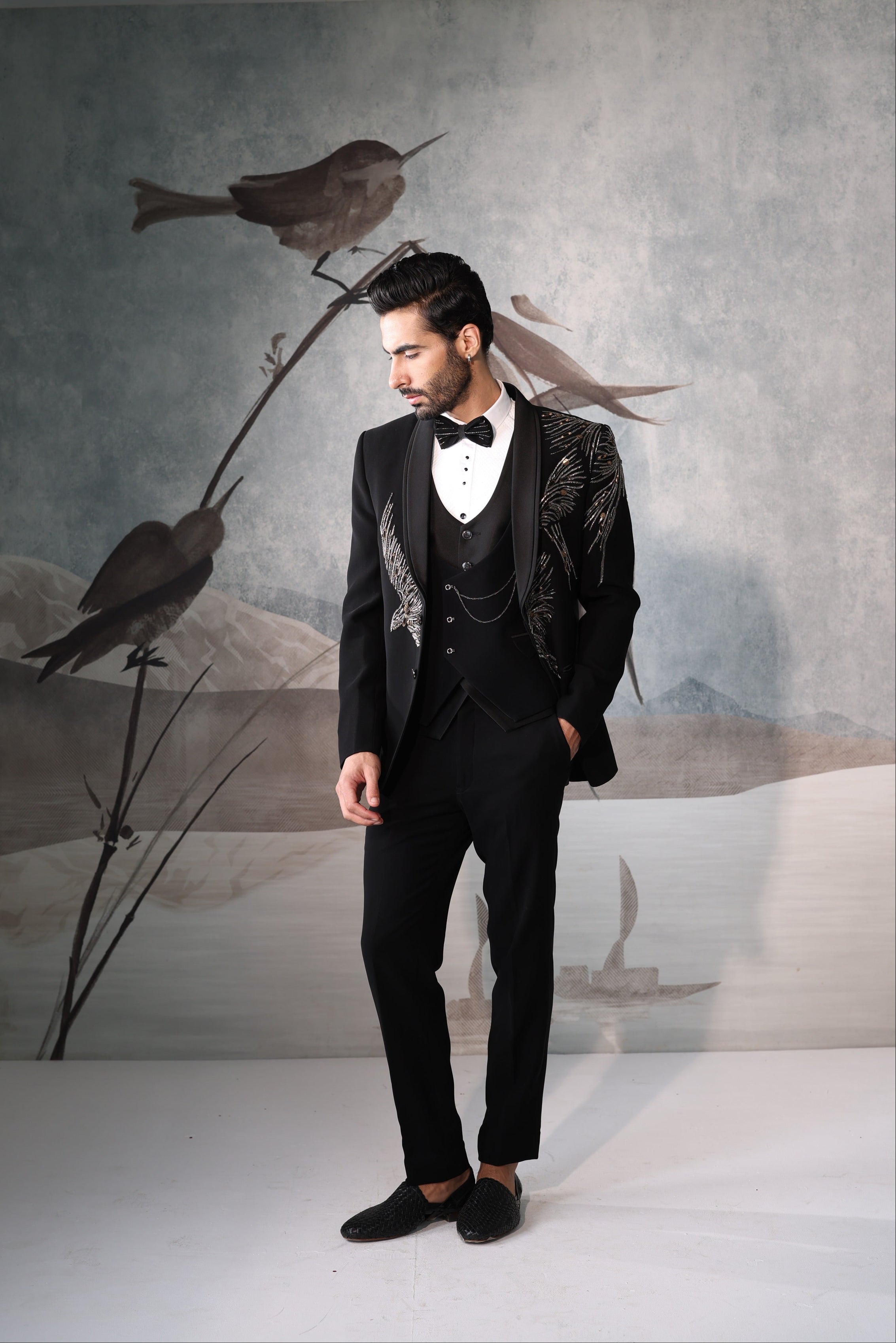Black Embroidered Tuxedo
