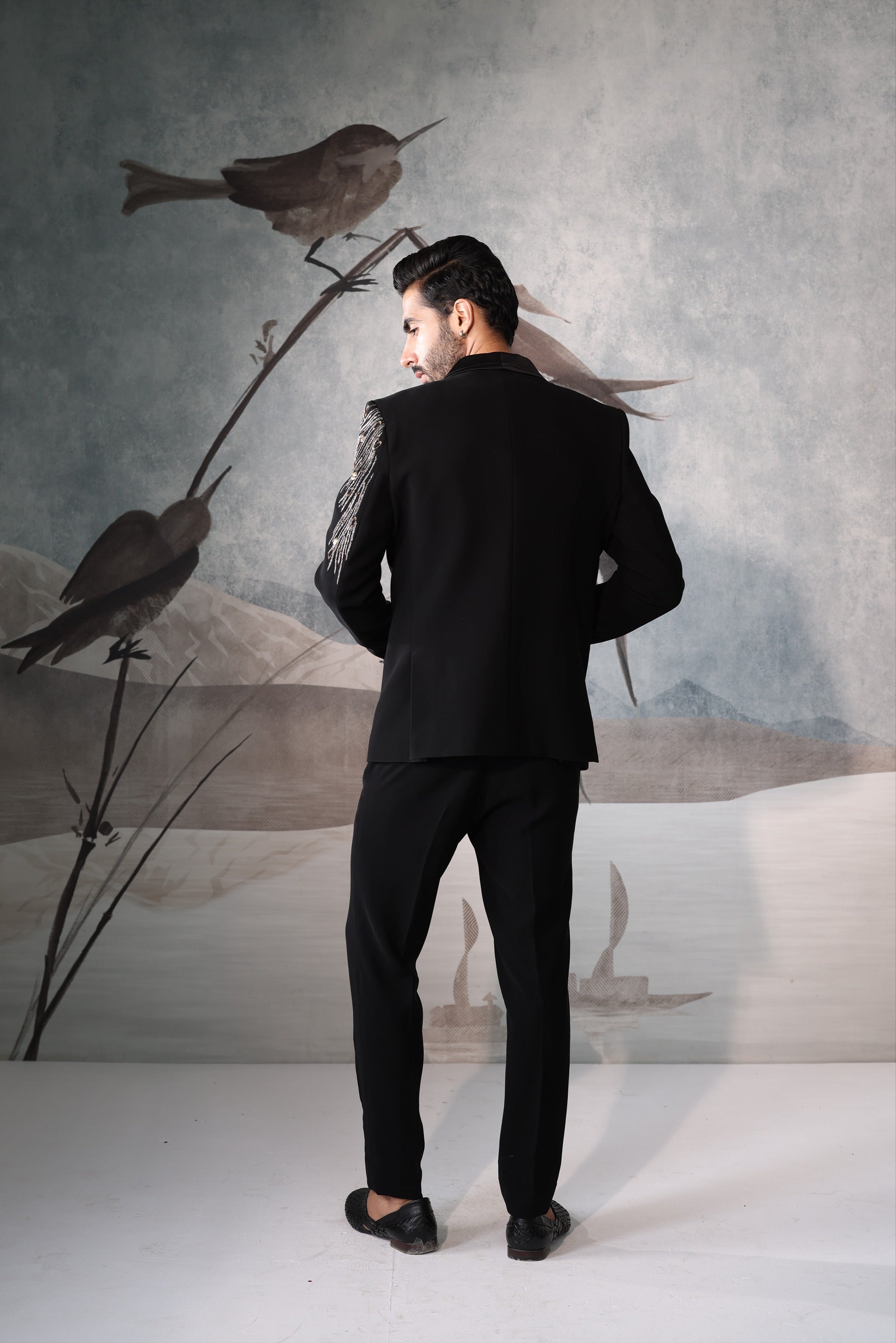 Black Embroidered Tuxedo