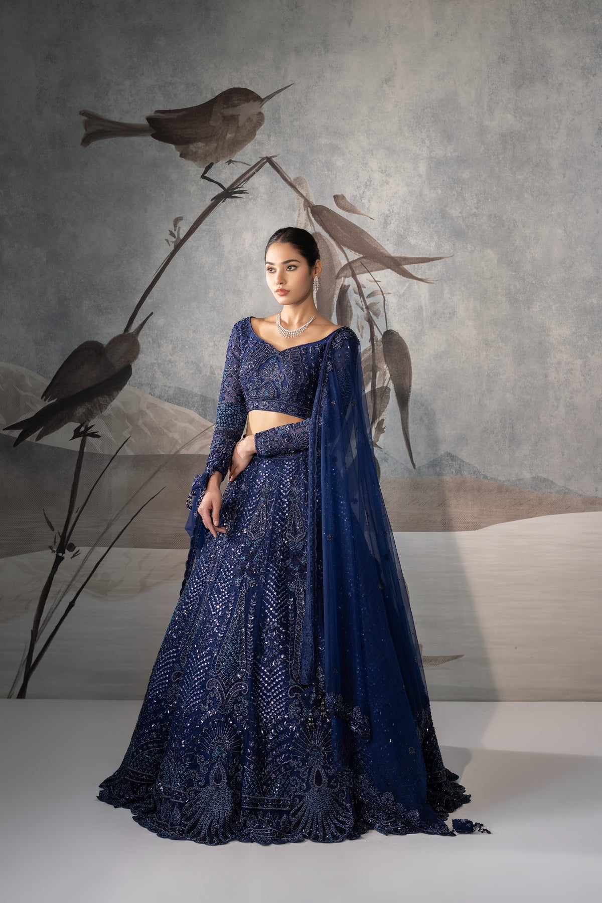 blue lehenga dress SEQUENCE EMBELLISHED L It Is Paired With YGroup_diplomat Blue Linen Dress Calypso Color:As photo Navy Blue