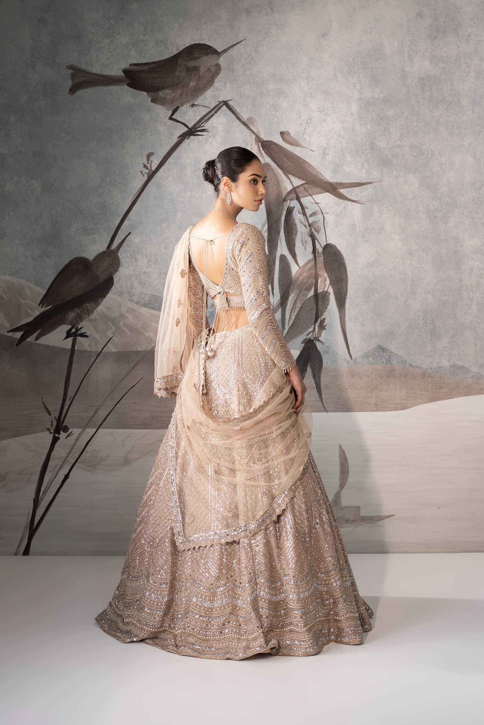 BEIGE SEQUENCE EMBELLISHED LEHENGA
