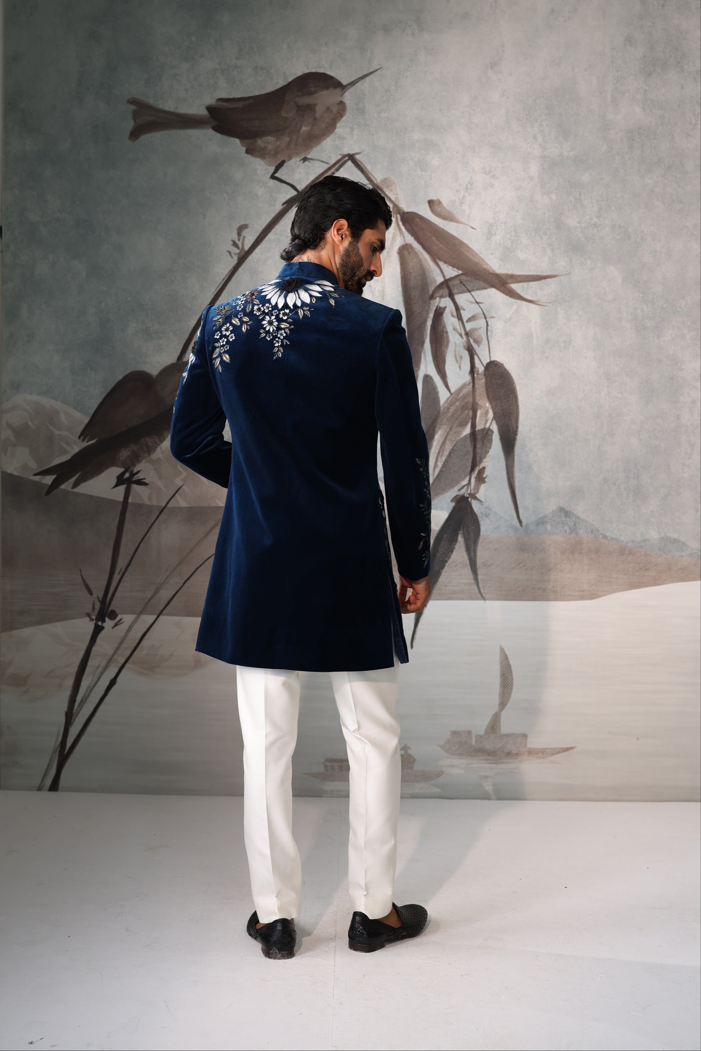 Men's teel Blue Luxury Indo Western Sherwani