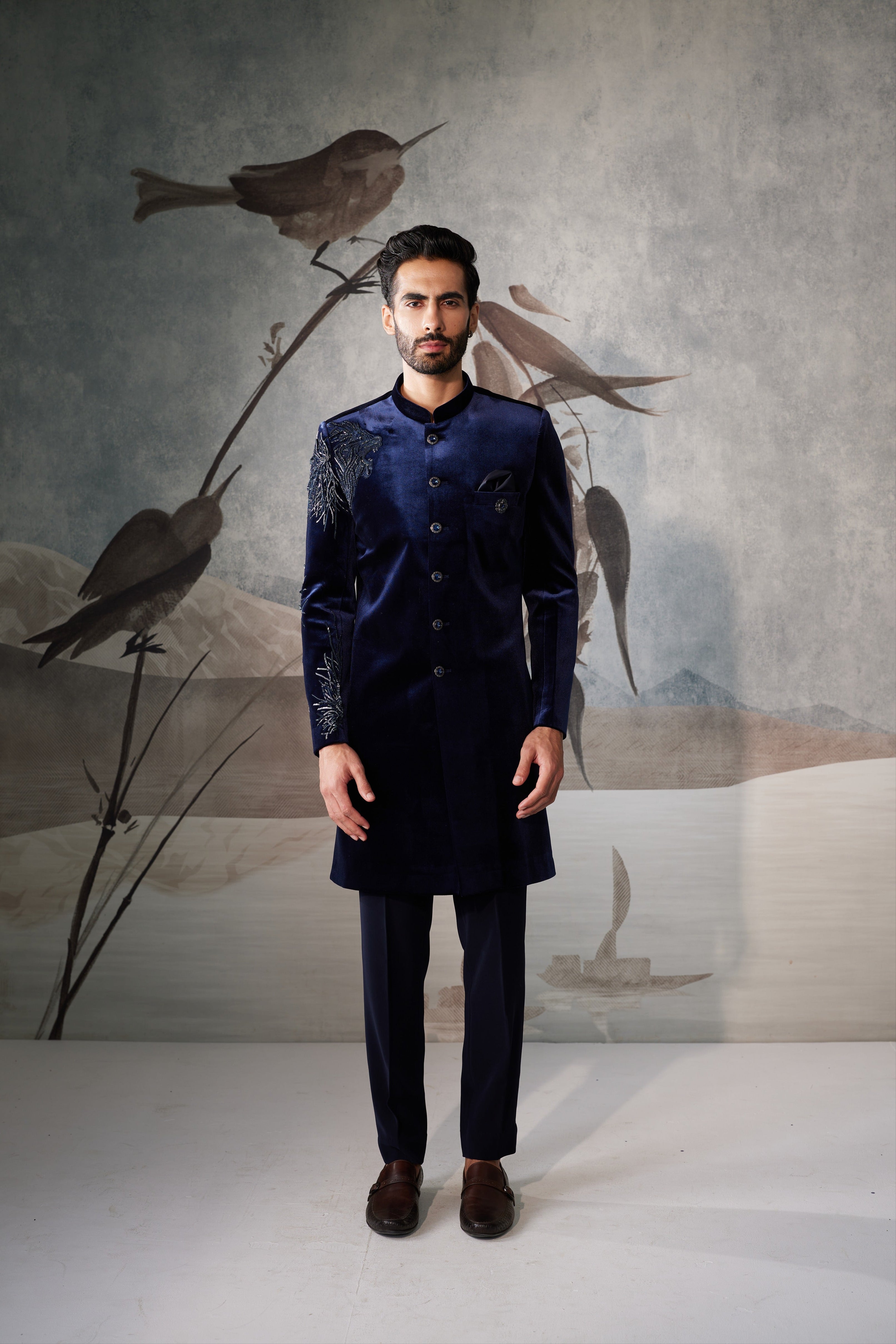 Men's Royal Blue Indo Western