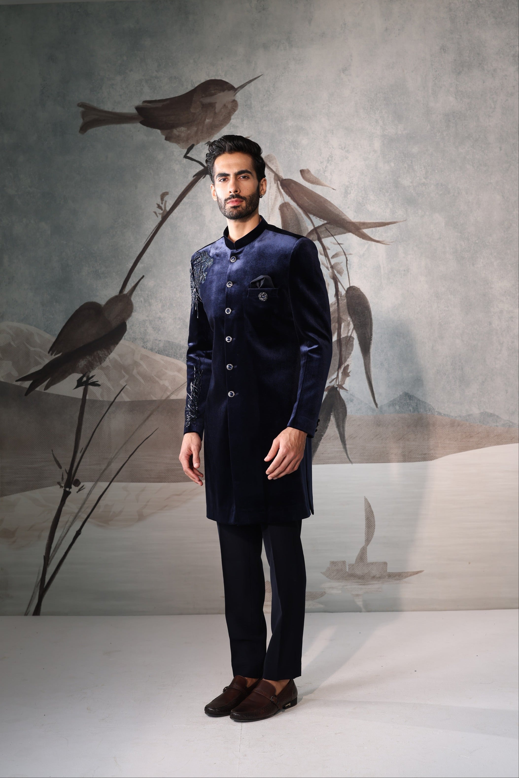 Men's Royal Blue Indo Western