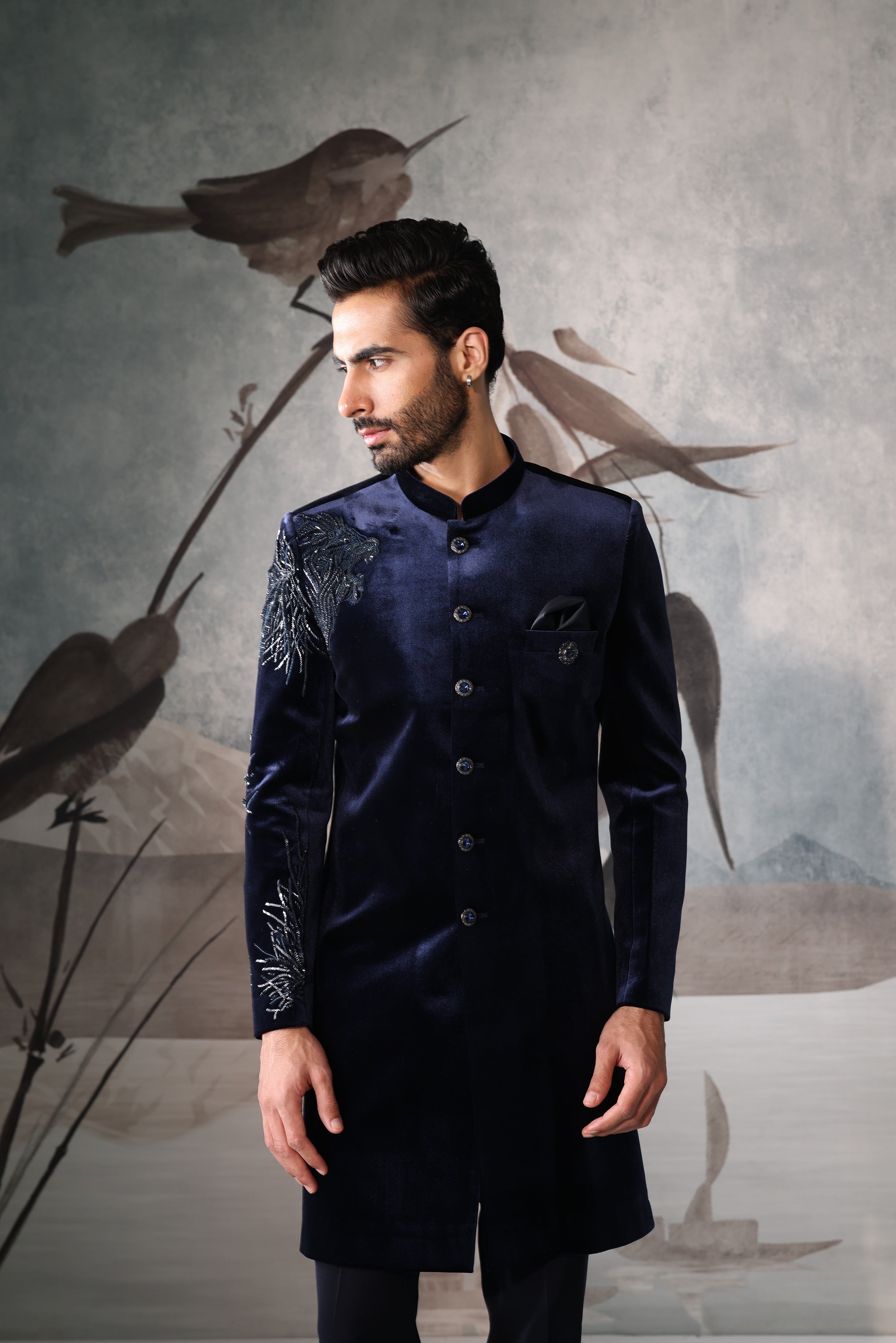 Men's Royal Blue Indo Western