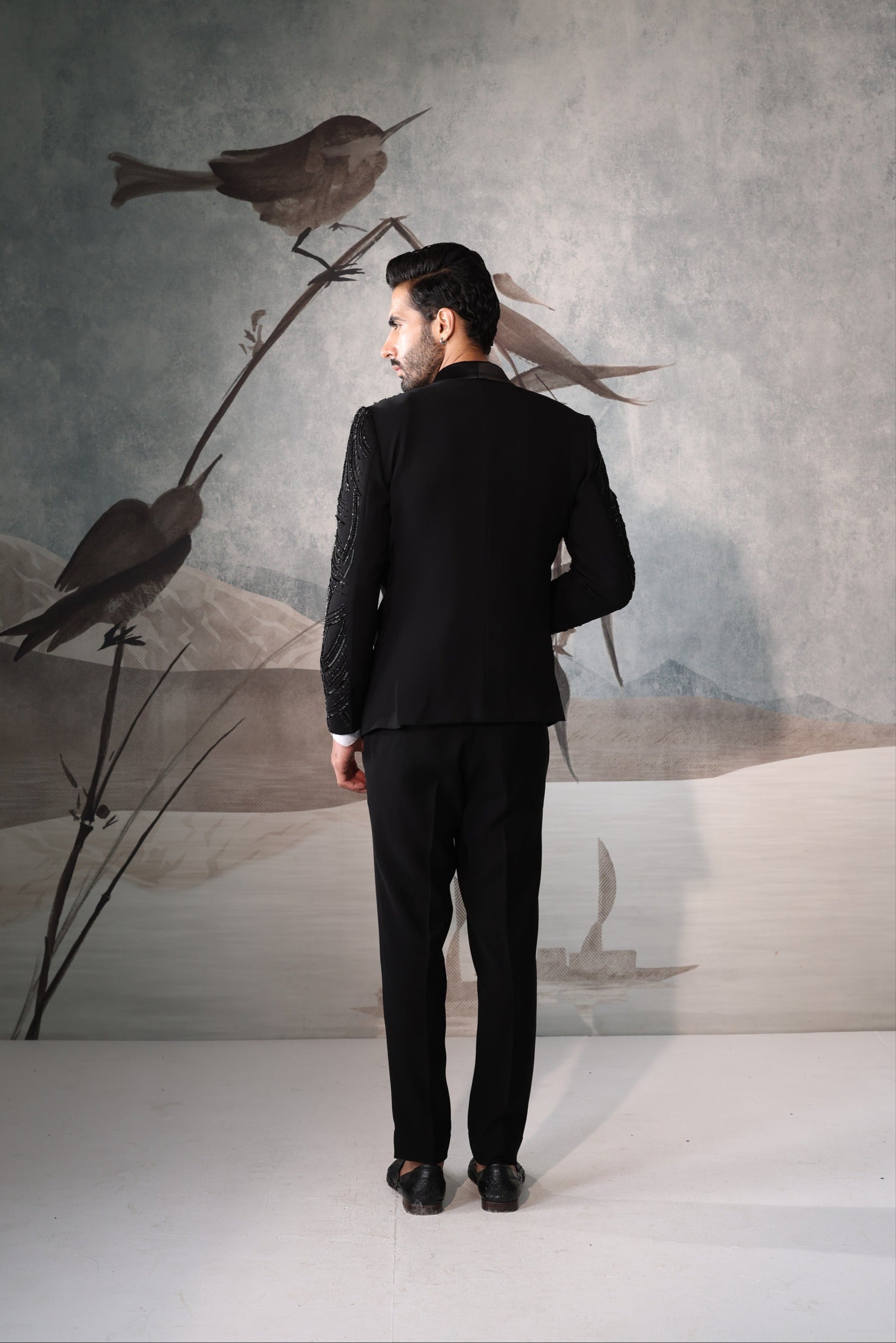 Men's Black Tuxedo Suit with Embellishment