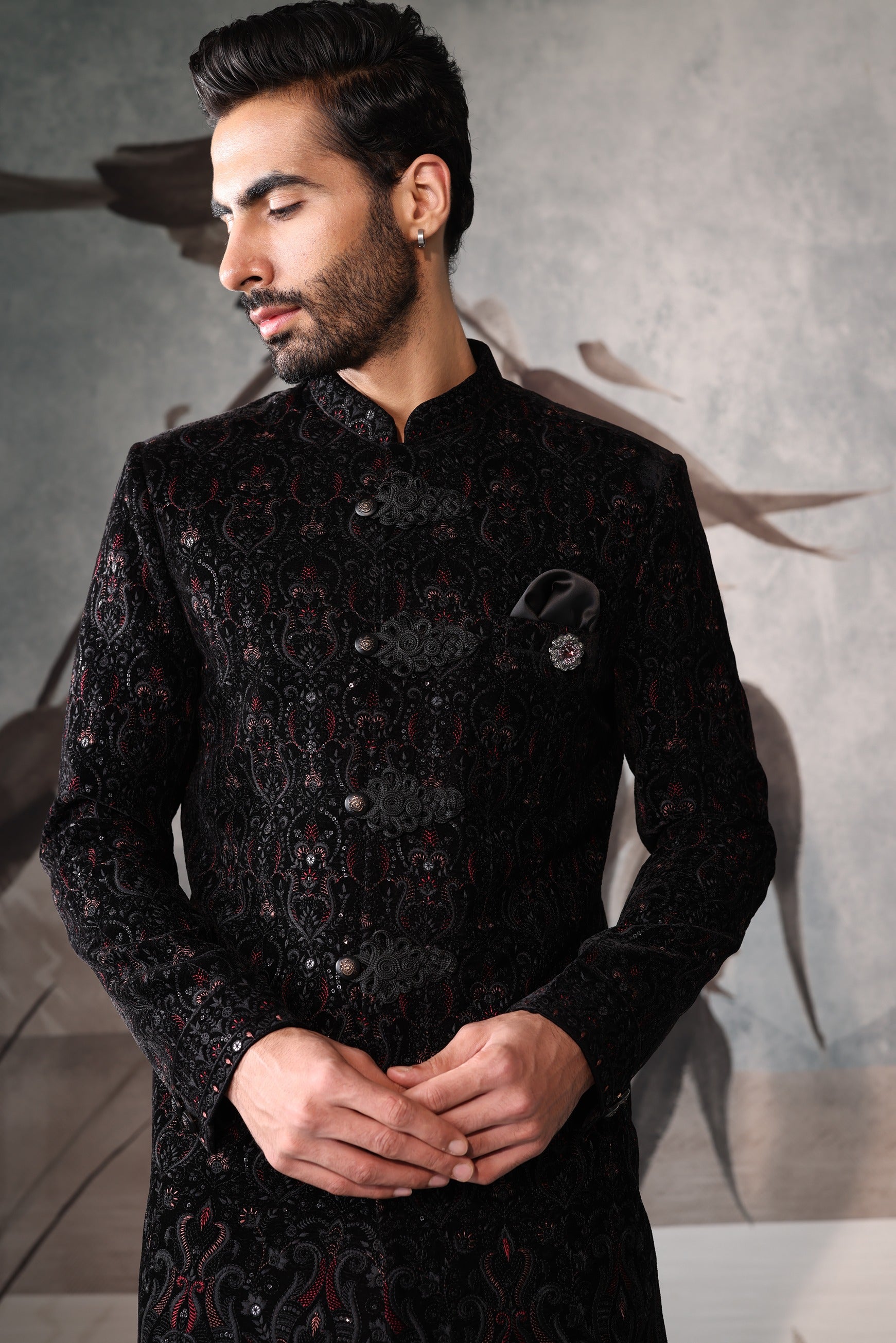 Men's Black Indo Western