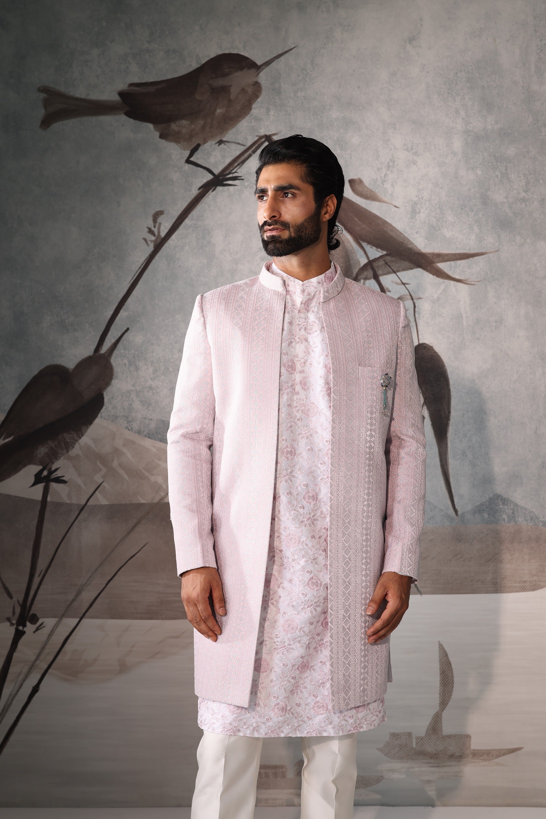 Pink indo-western for men