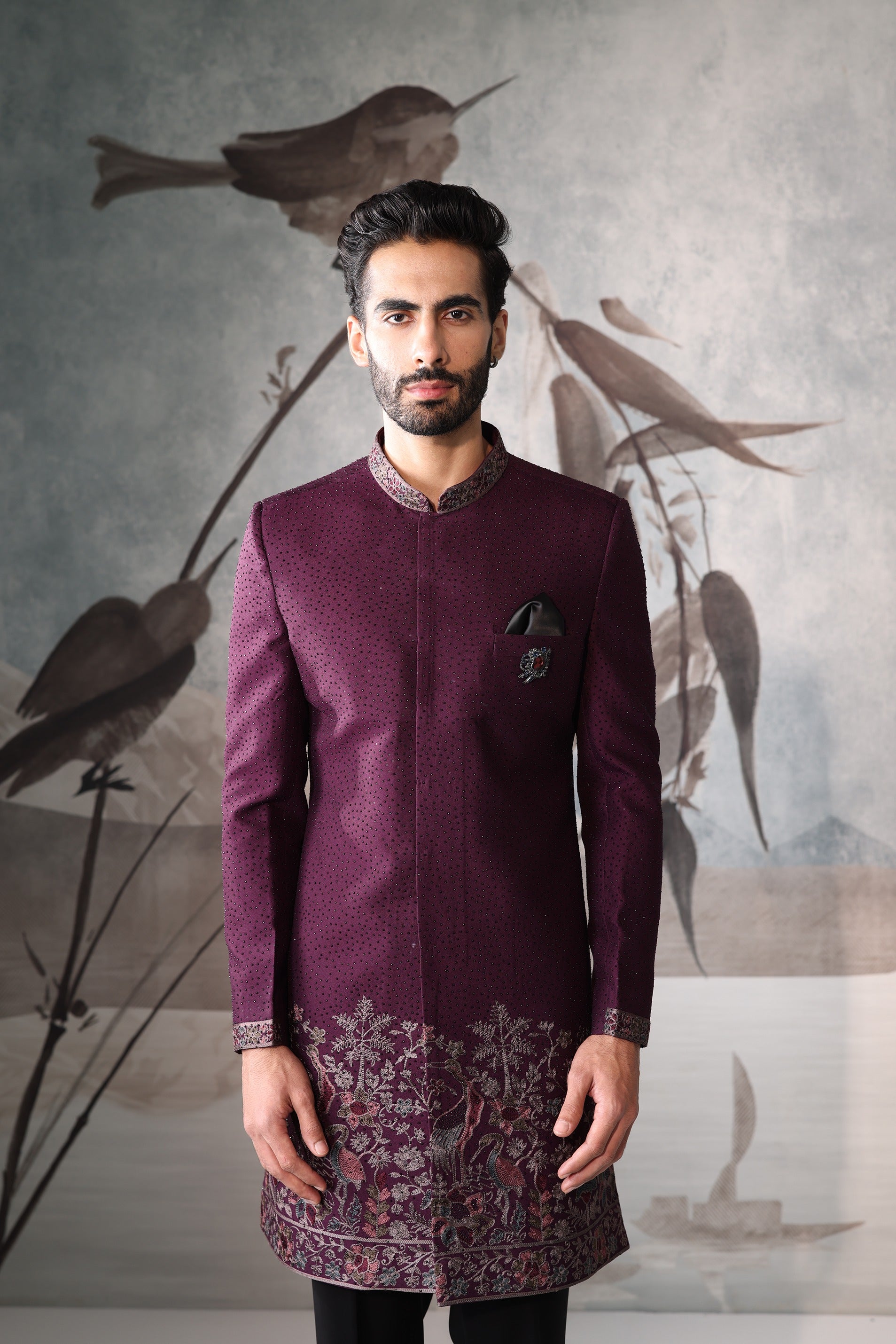 Men's Wine Color Indo Western