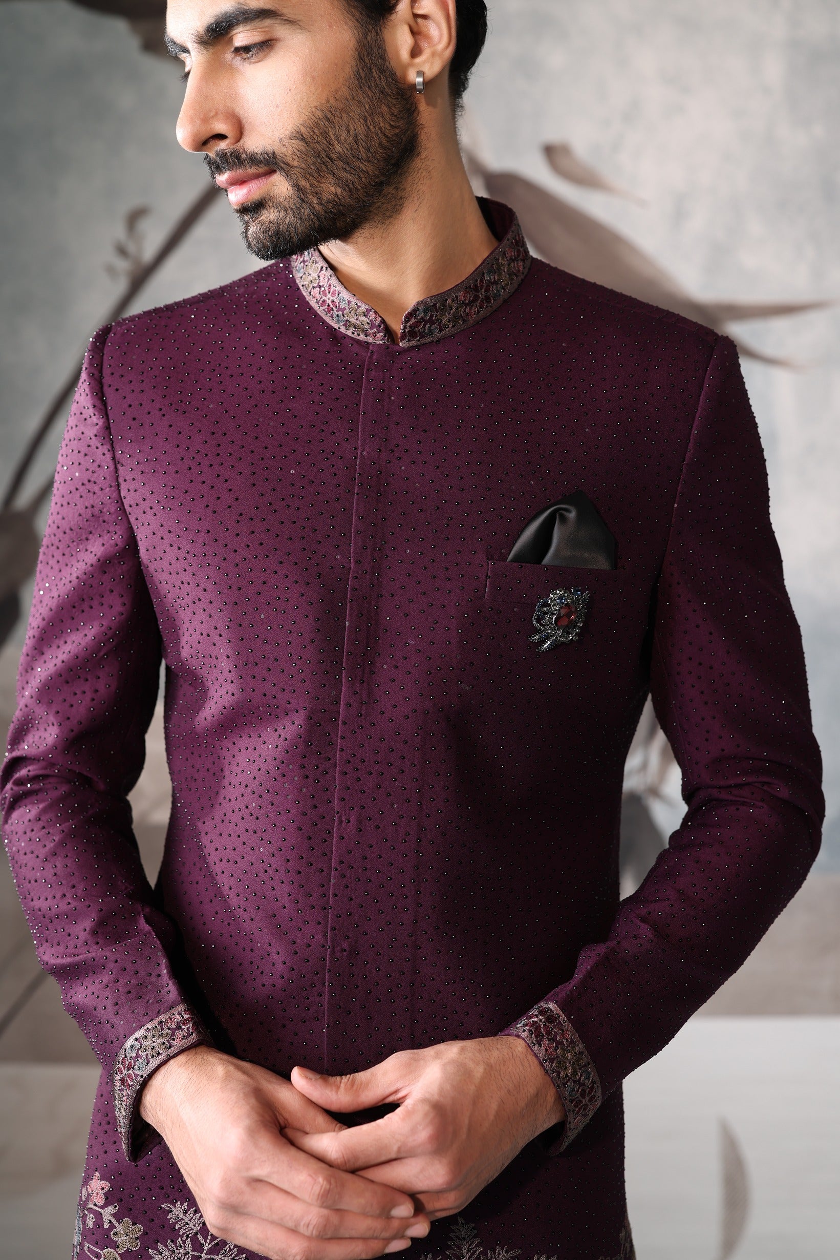 Men's Wine Color Indo Western