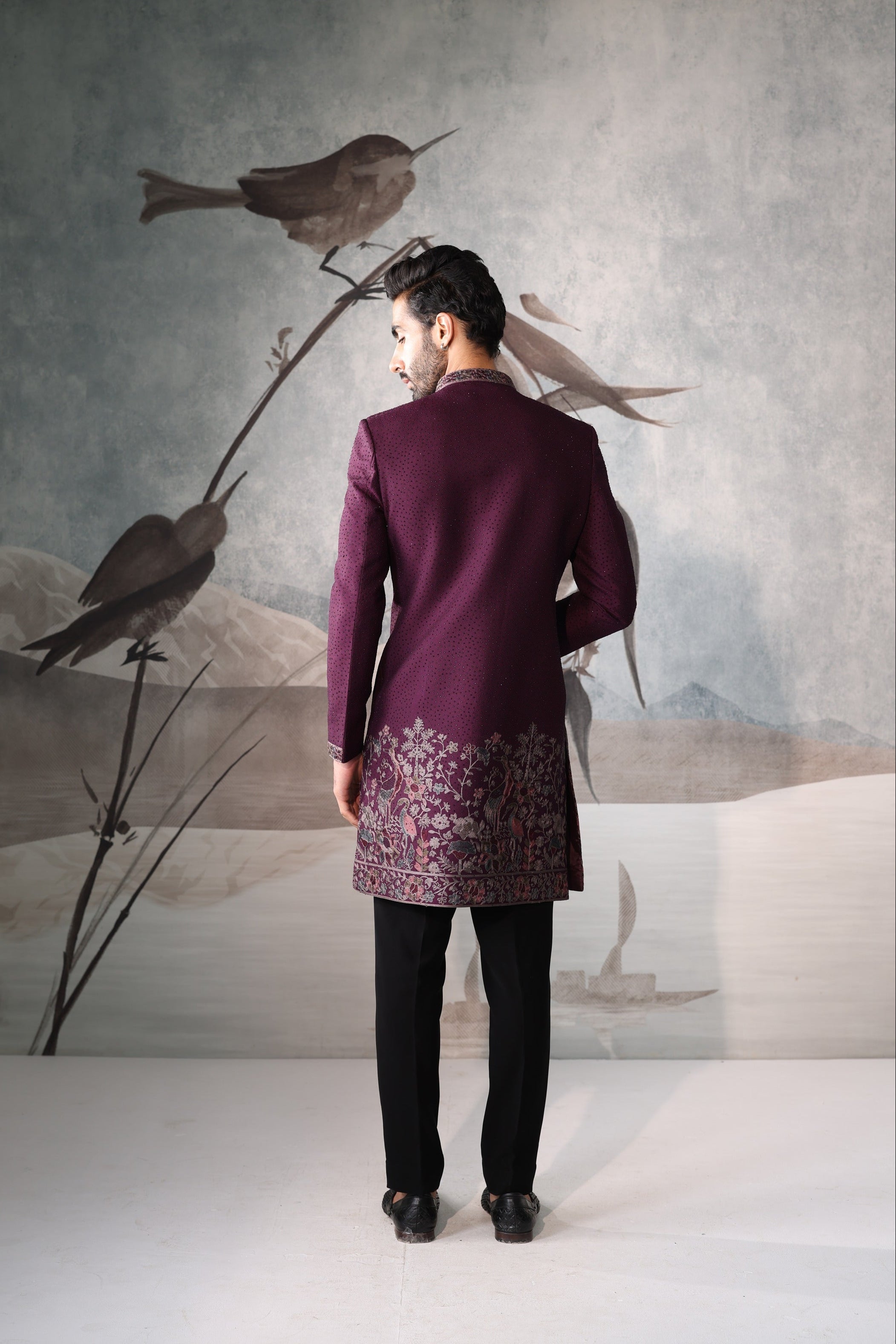 Men's Wine Color Indo Western