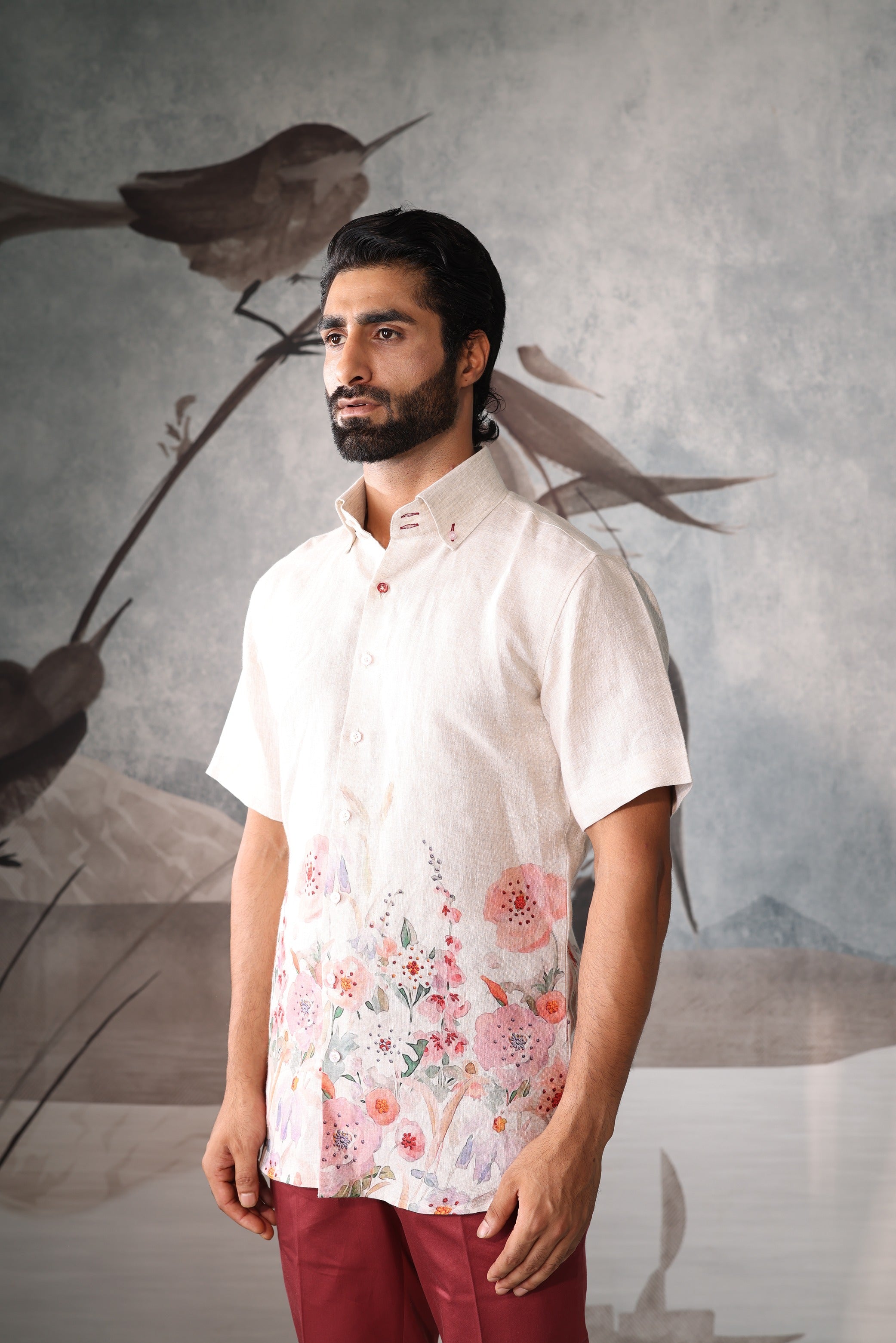 Olive moss corduroy safari shirt with metal buttons - club casual edit