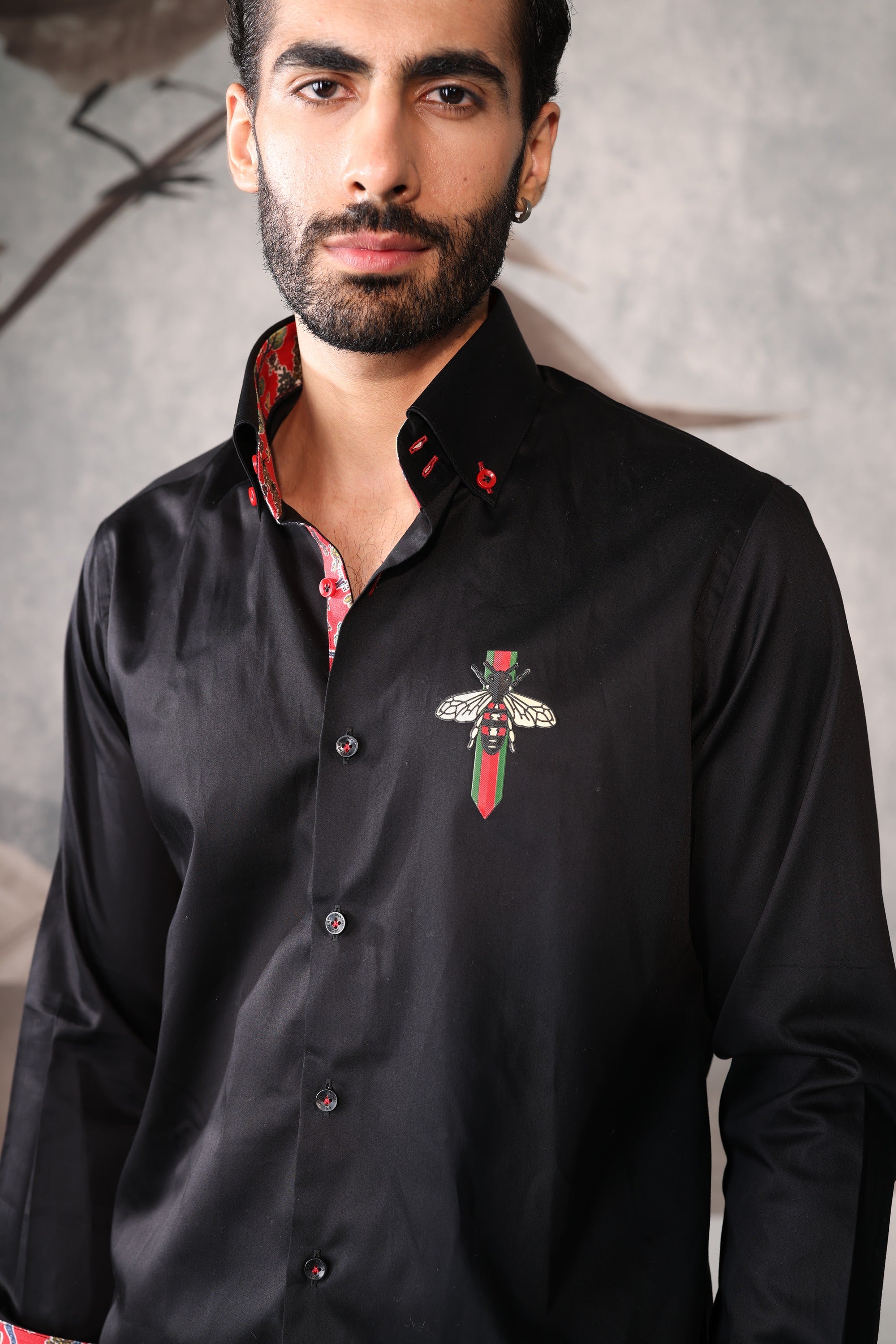 Club wear shirt in navy saturn with crest & contrast details