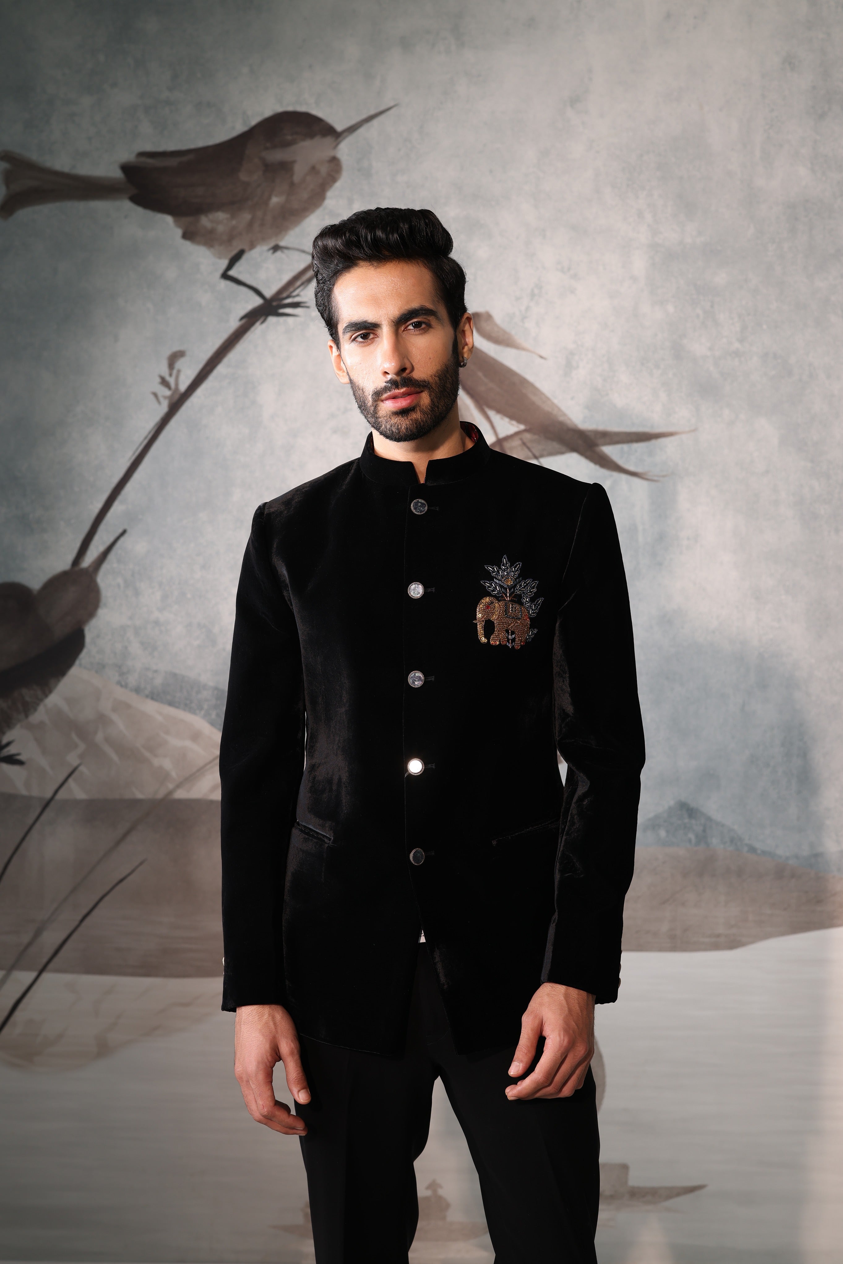 Black Bandgala with elephant design