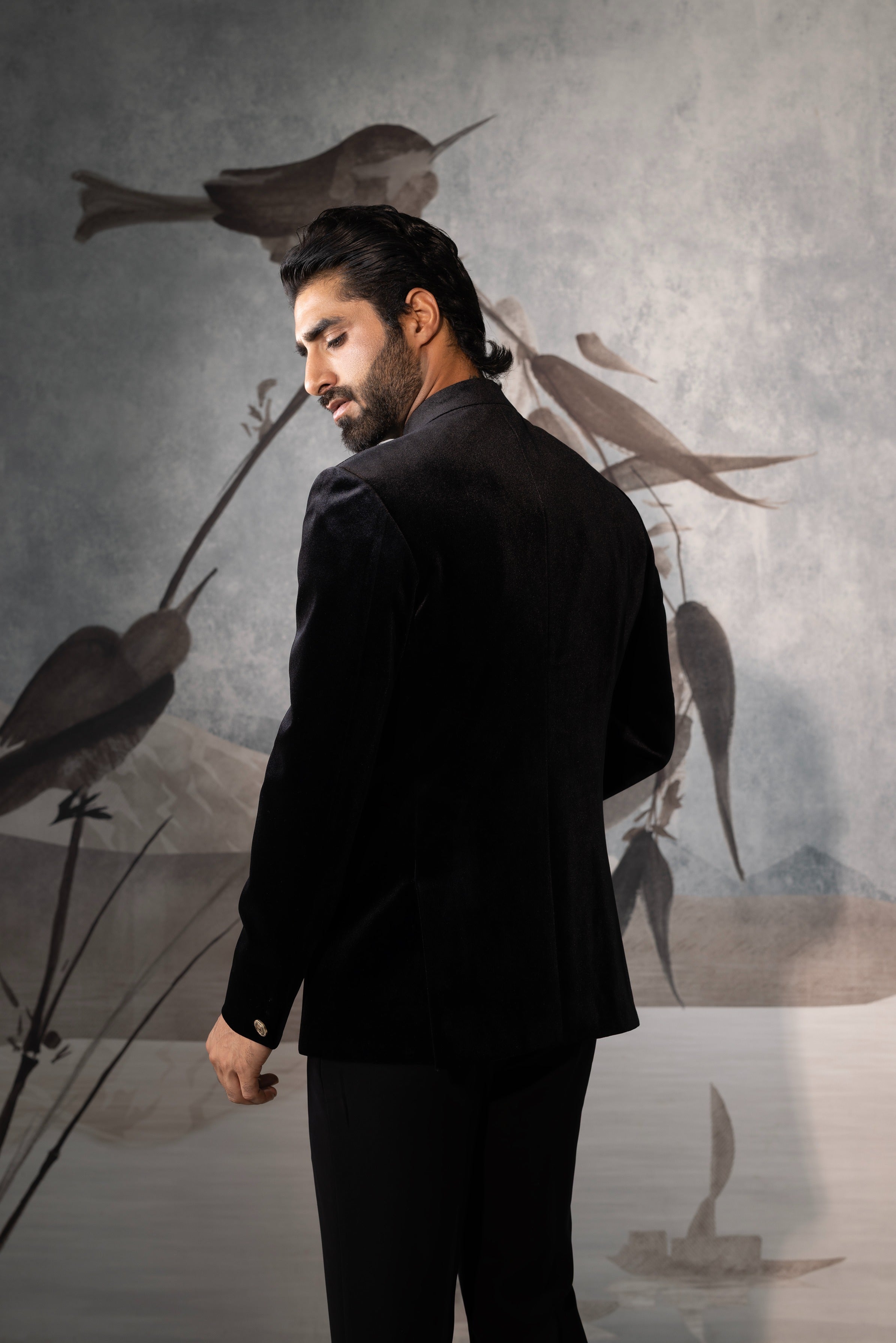 Men's Black Velvet Bandhgala Jacket