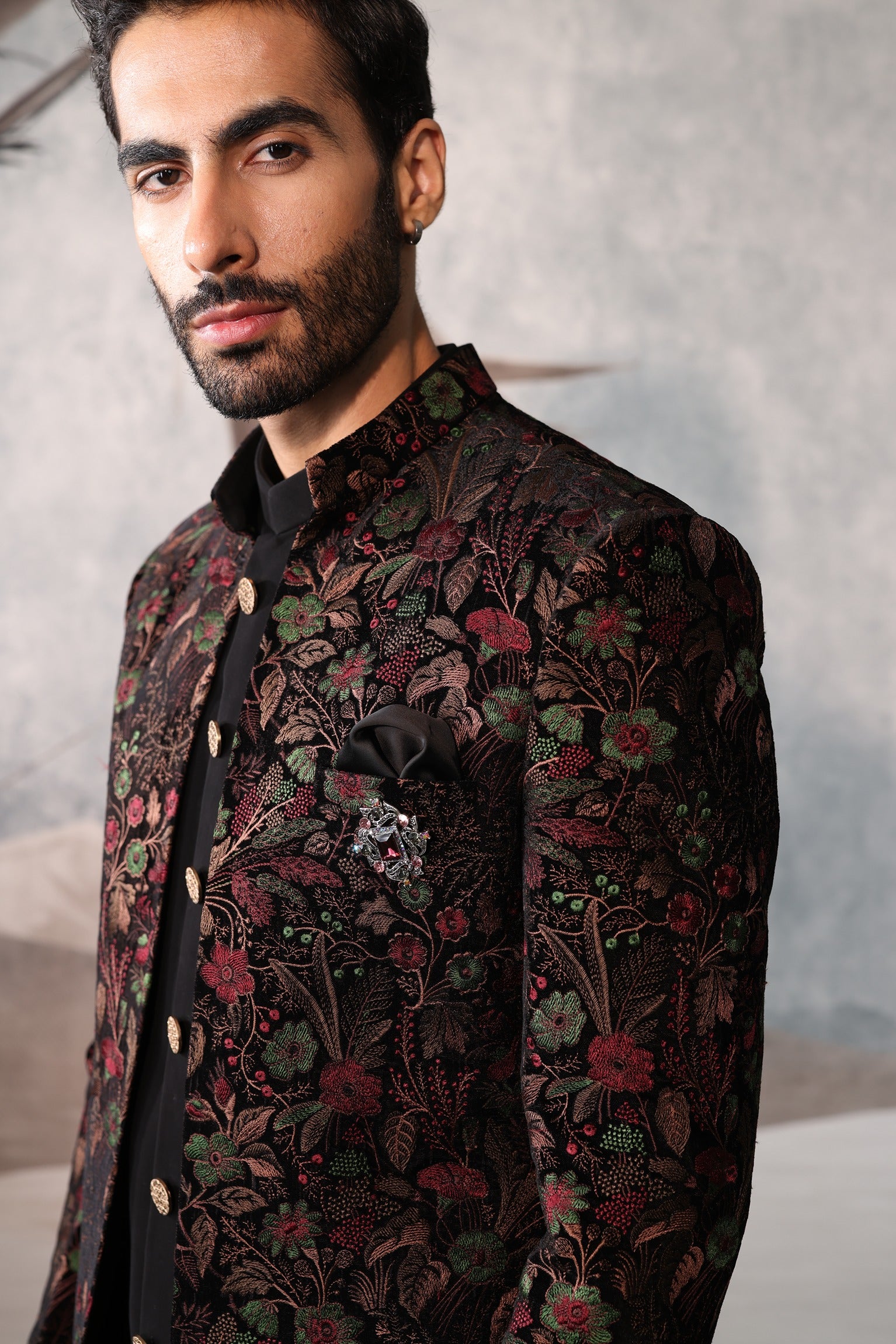 Multicolour indo western with floral design