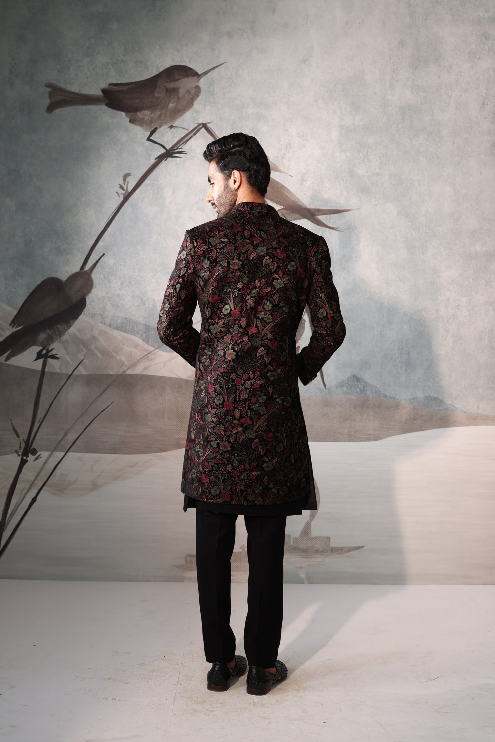 Multicolour indo western with floral design