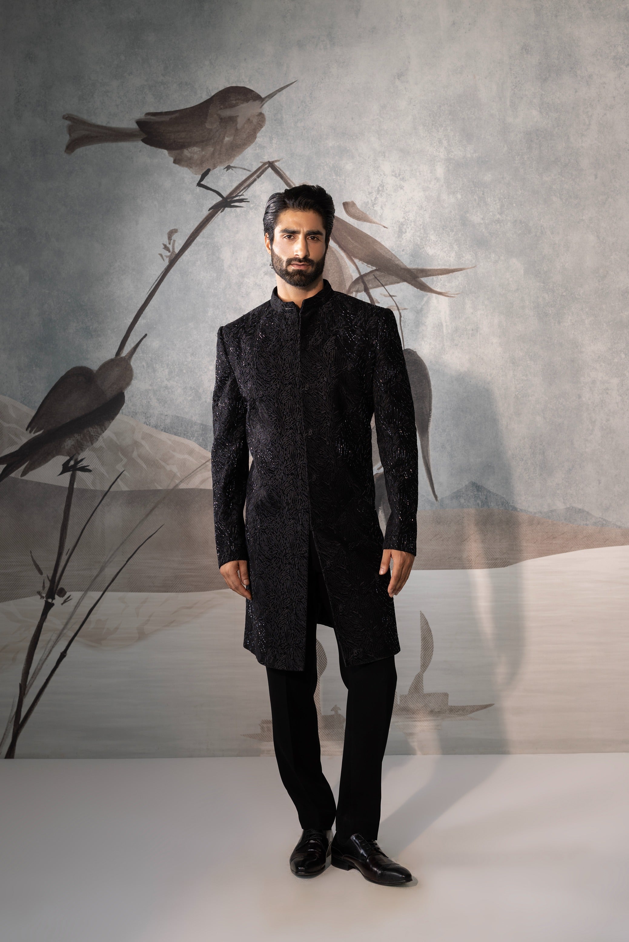 BLACK INDO WESTERN WITH REACH DESIGN