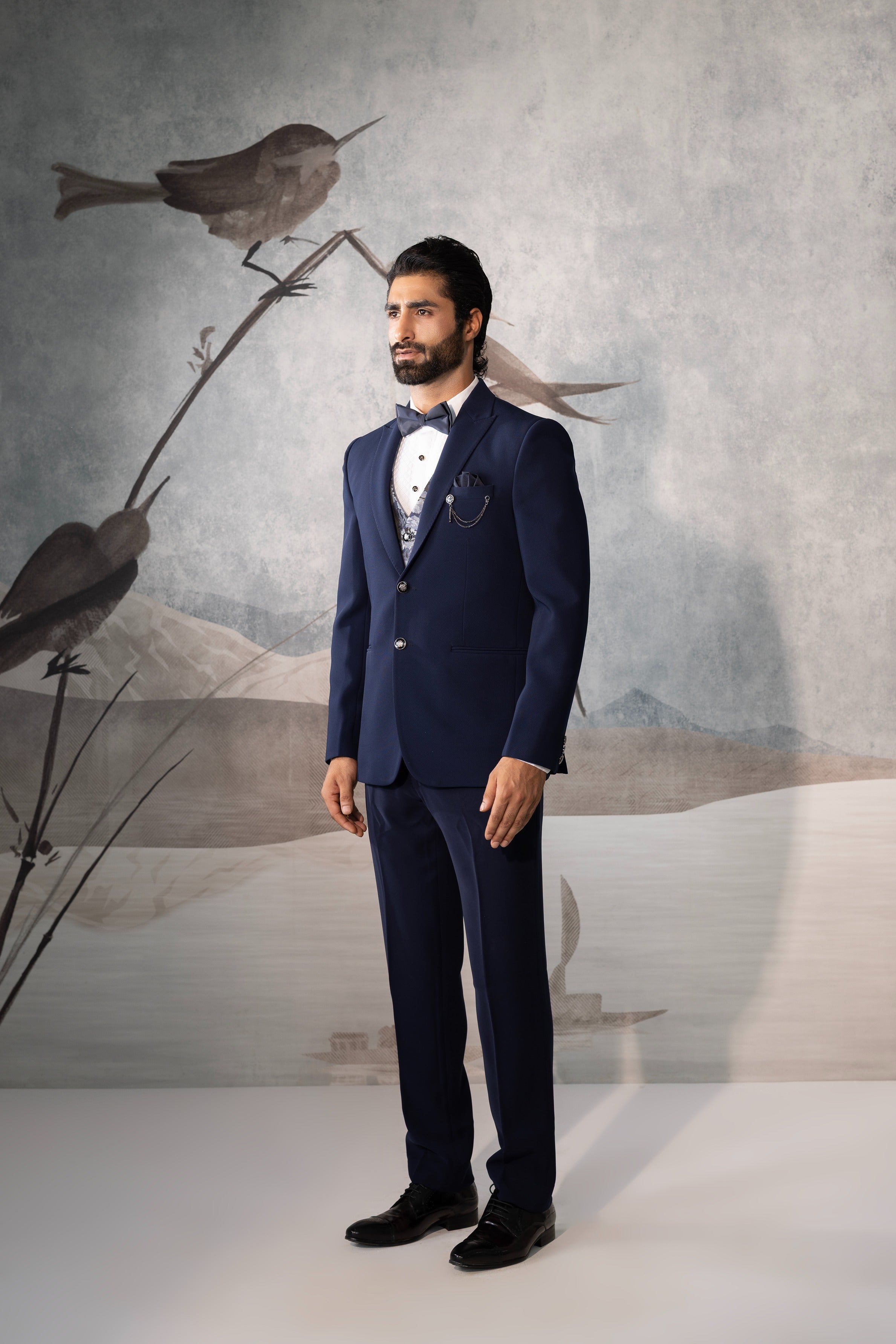 Formal suit with printed waistcoat