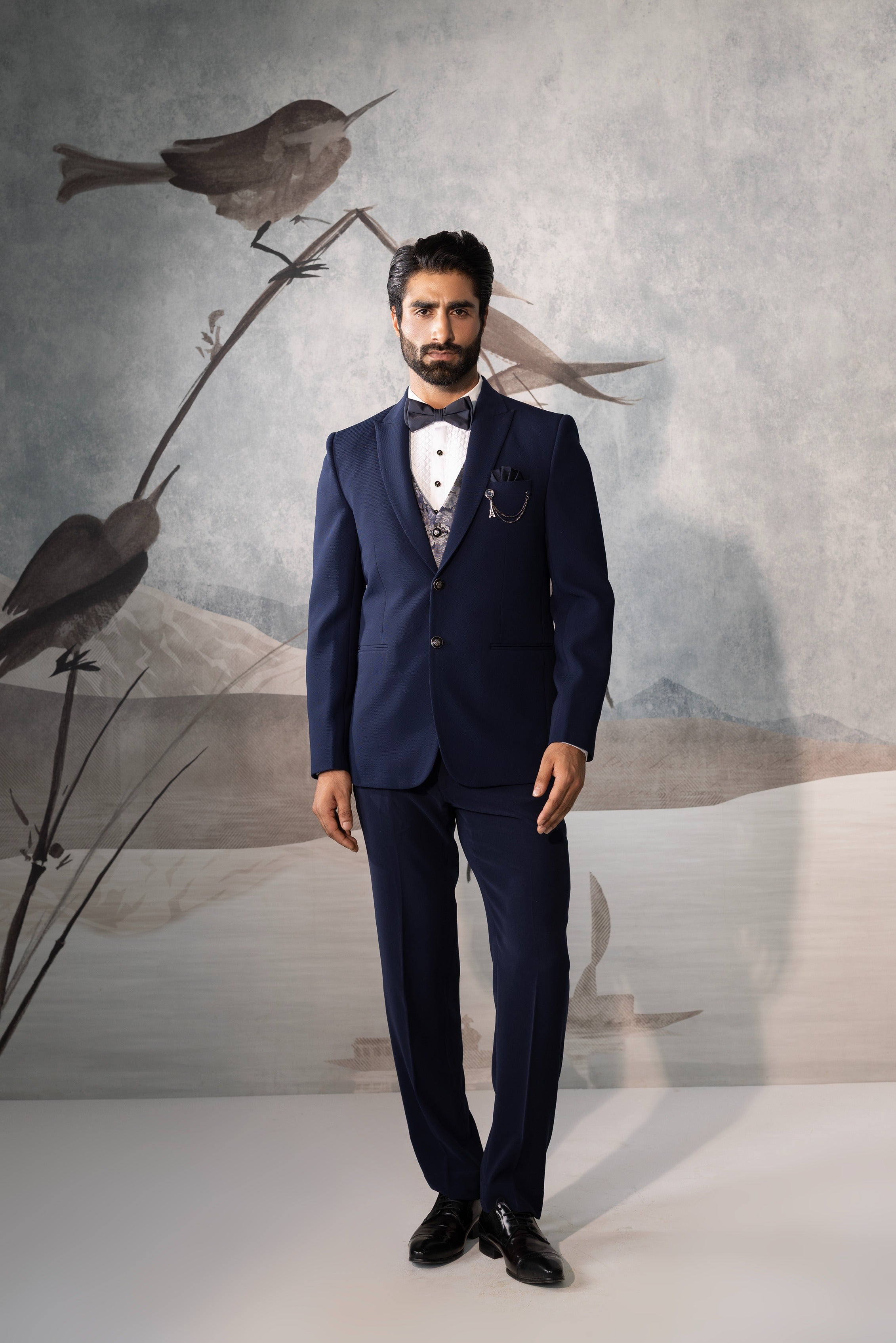 Formal suit with printed waistcoat
